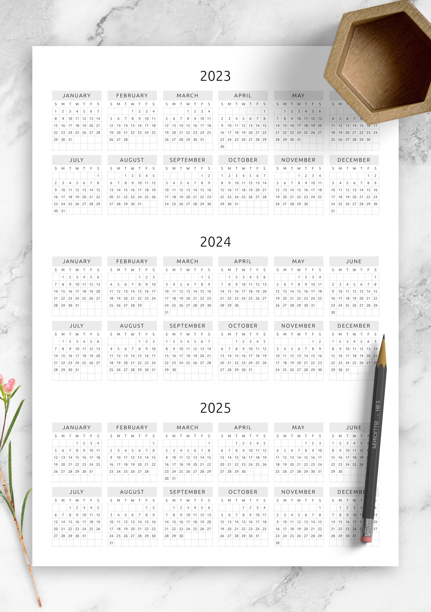 Download Printable 3 year Calendar Template Original Style PDF Download Printable 3 year Calendar Template Original Style PDF