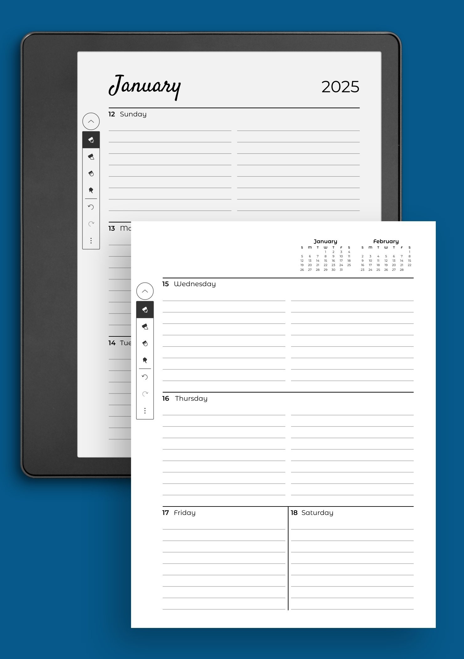 Lined Weekly Calendar Printable