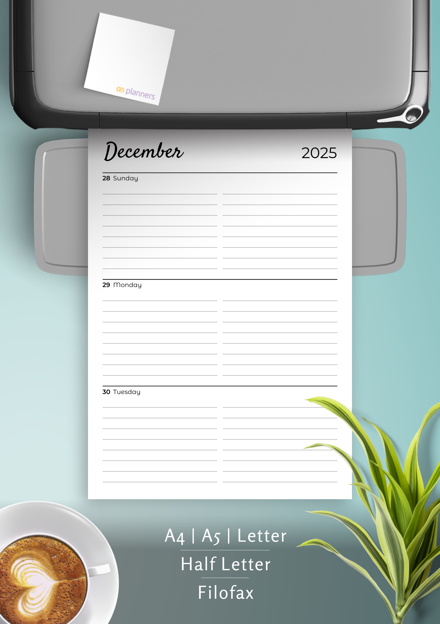 Download Printable Lined Weekly Planner With Calendar PDF