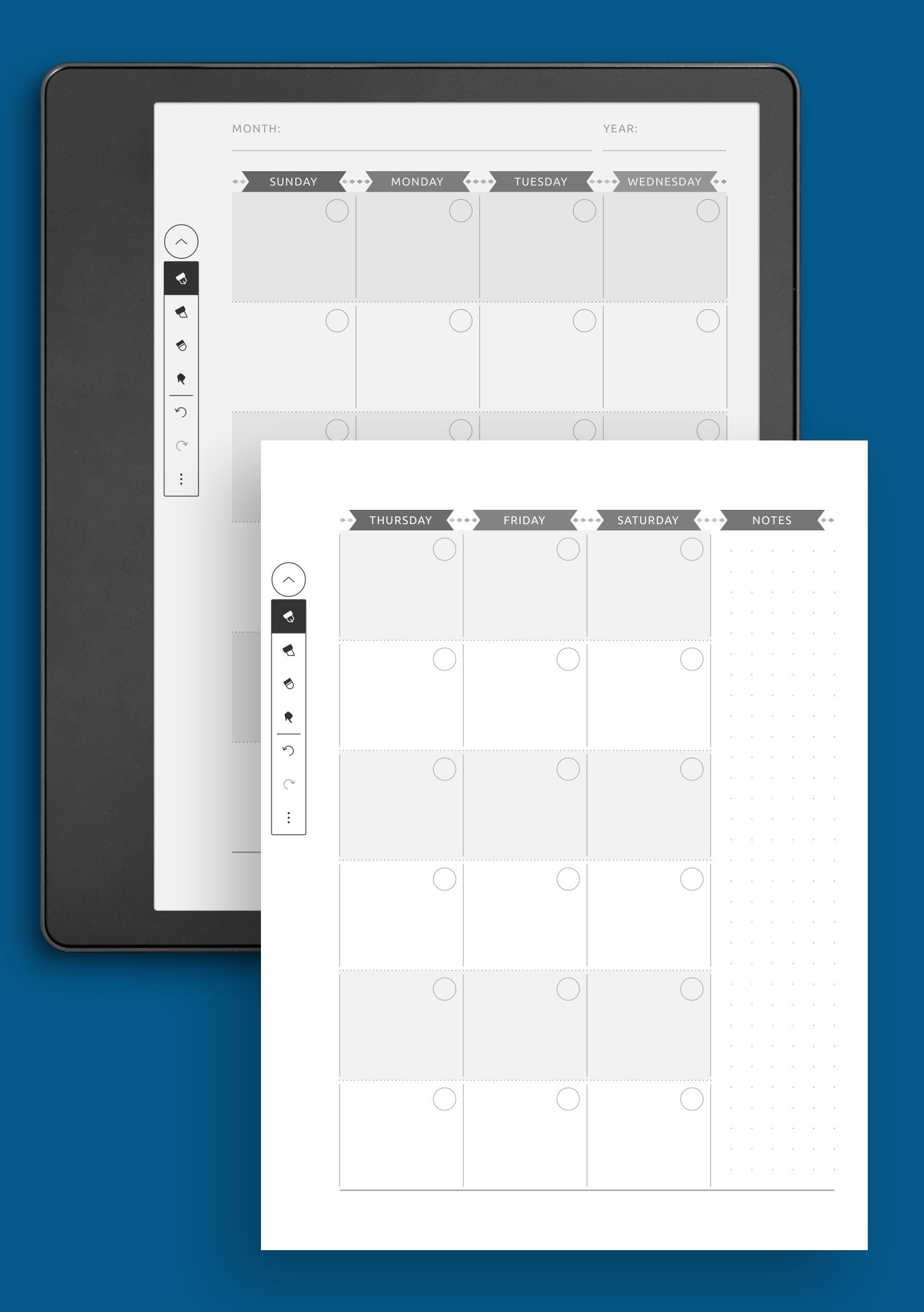 Download Printable Monthly Calendar Planner Undated Casual Style PDF