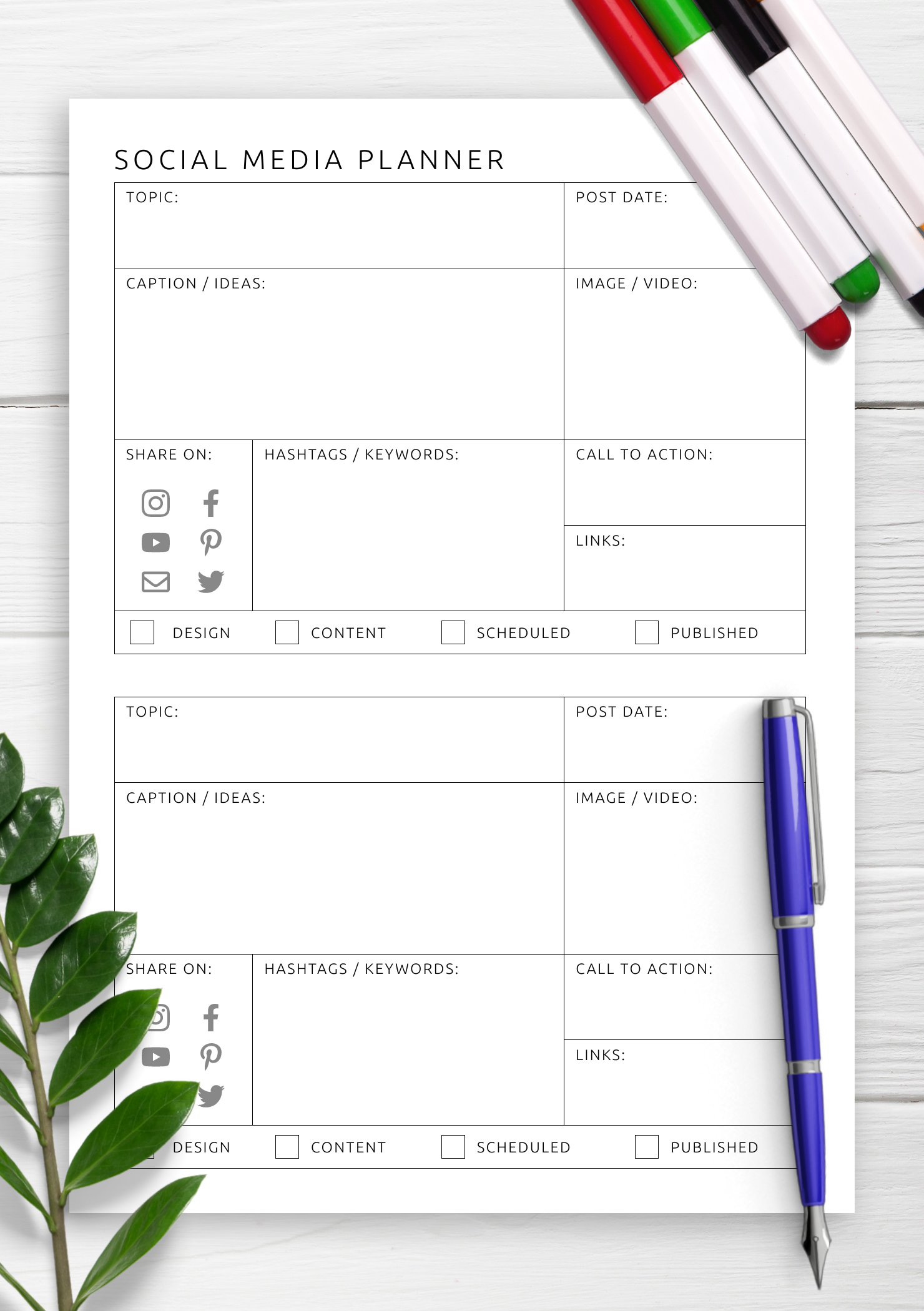 Printable Social Media Calendar Template Printable Social Media Calendar Template