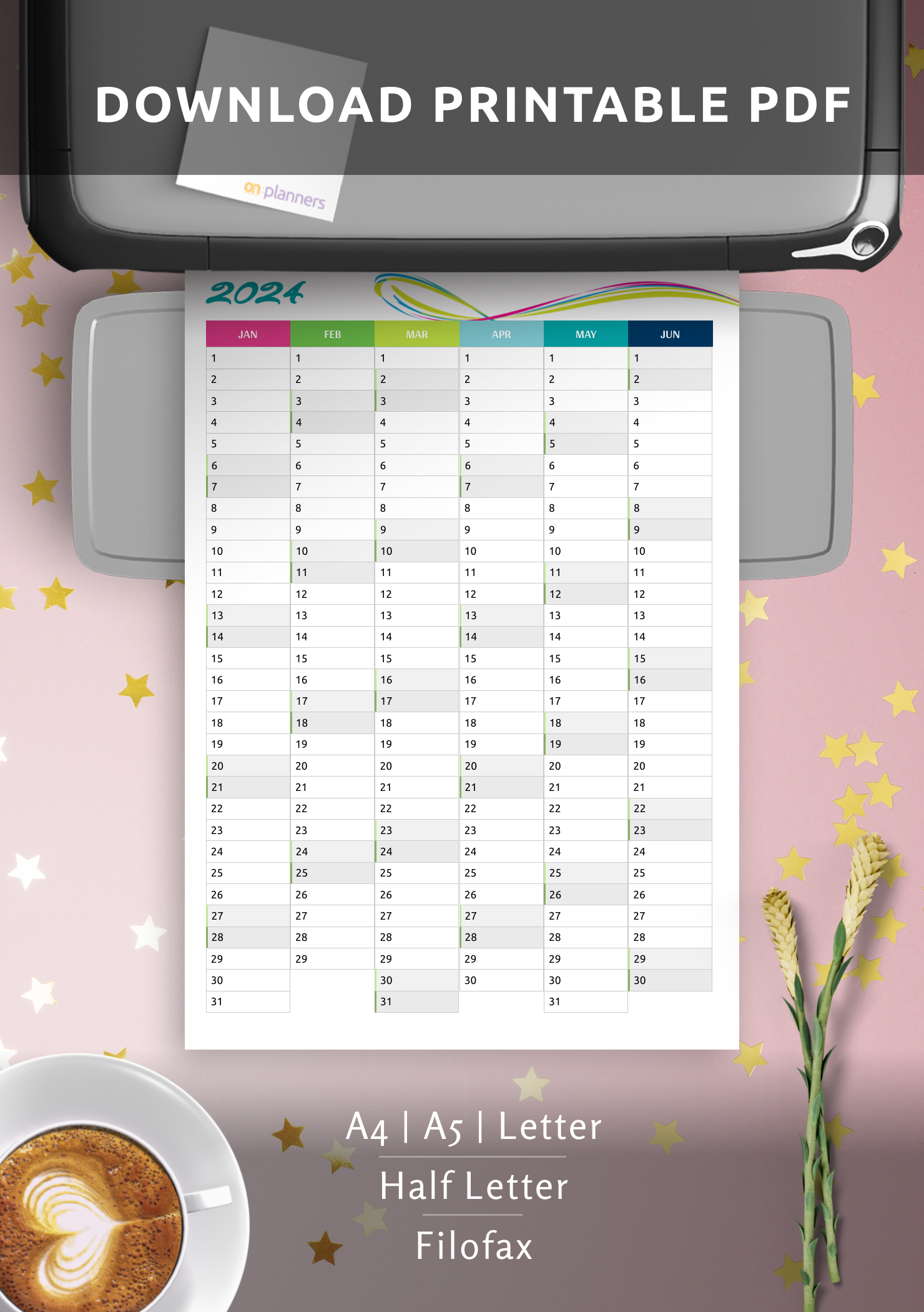 Download Printable Two Pages Vertical Calendar PDF