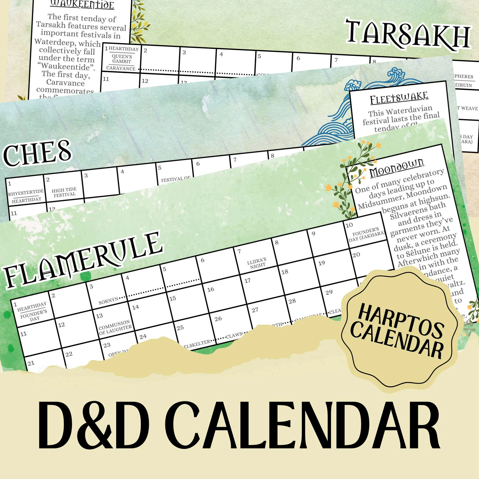 Faerun Calendar Etsy