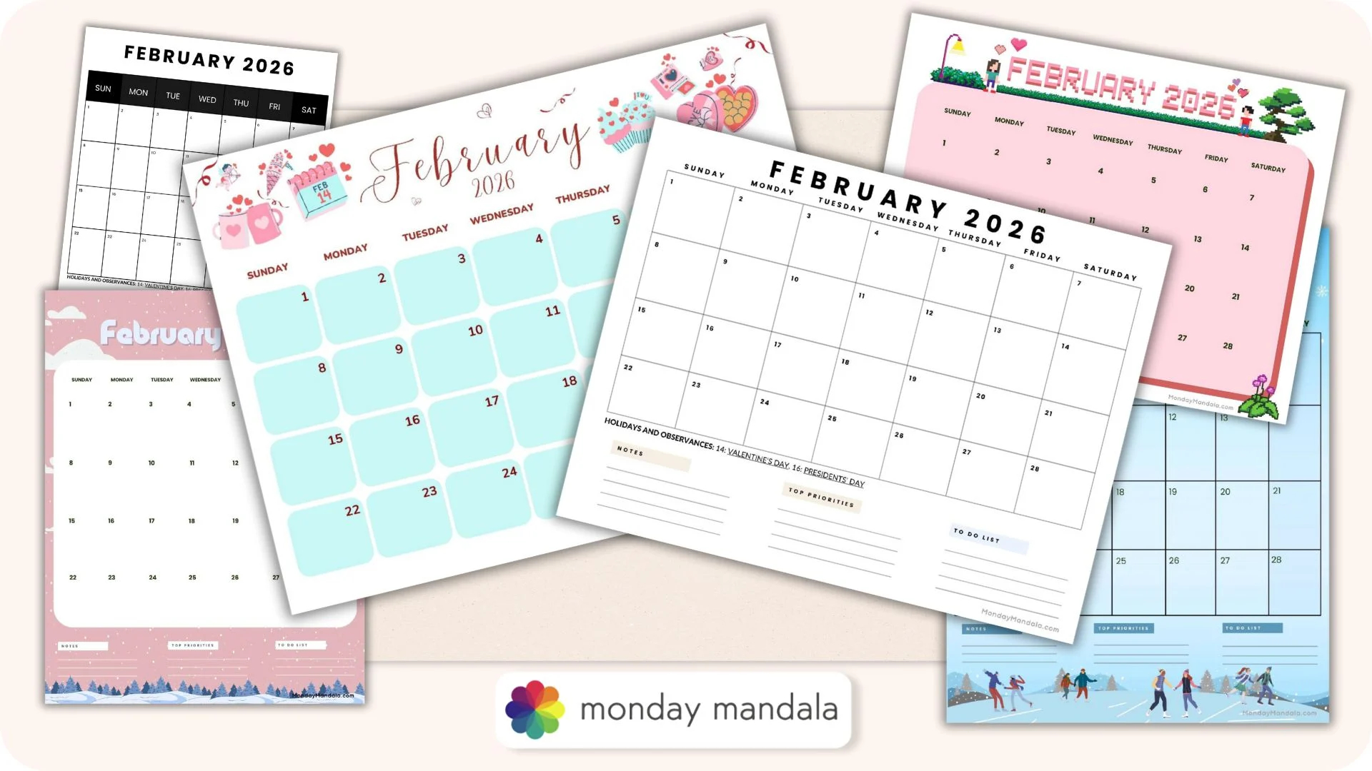 February 2026 Calendars Free PDF Printables 