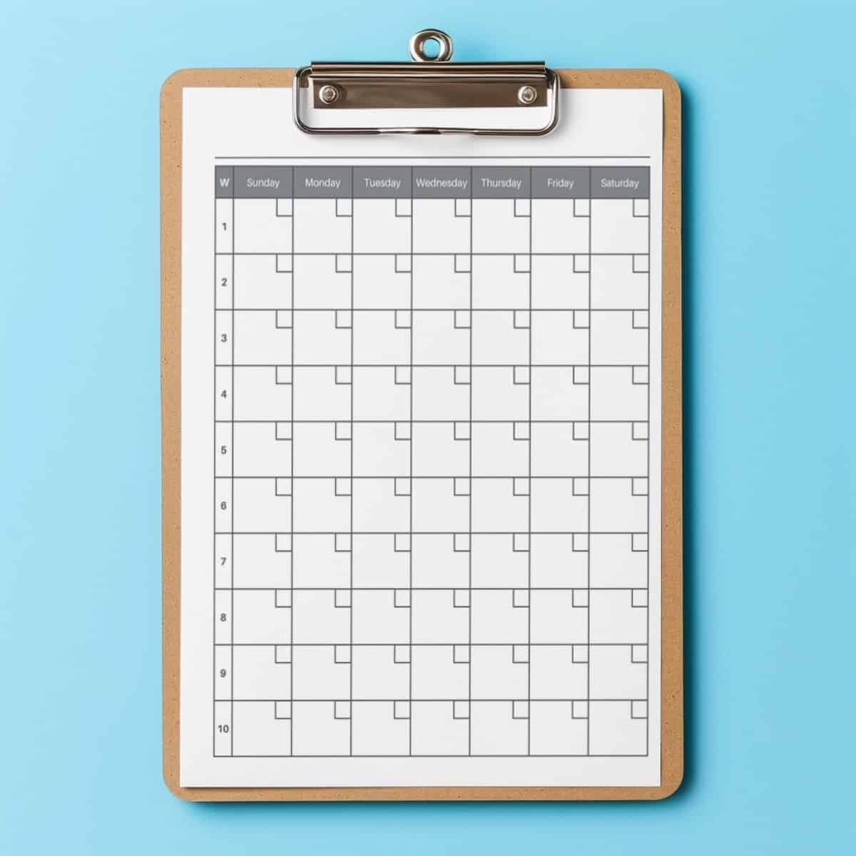 Free 10 Week Calendar Printable