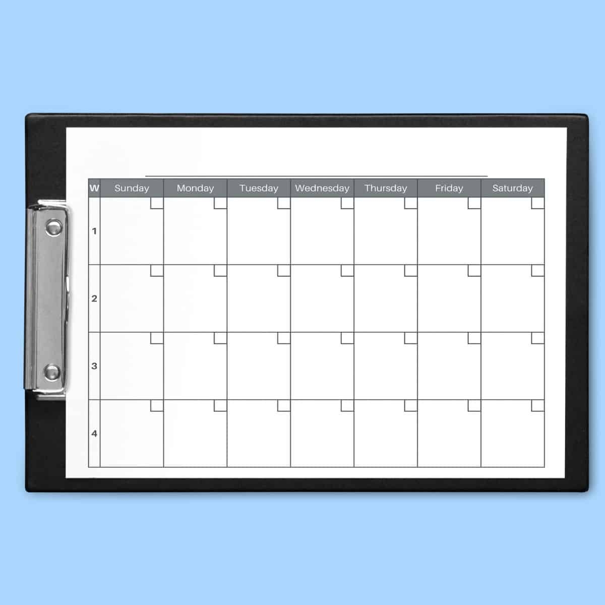 4 Month Calendar Template Blank Printable