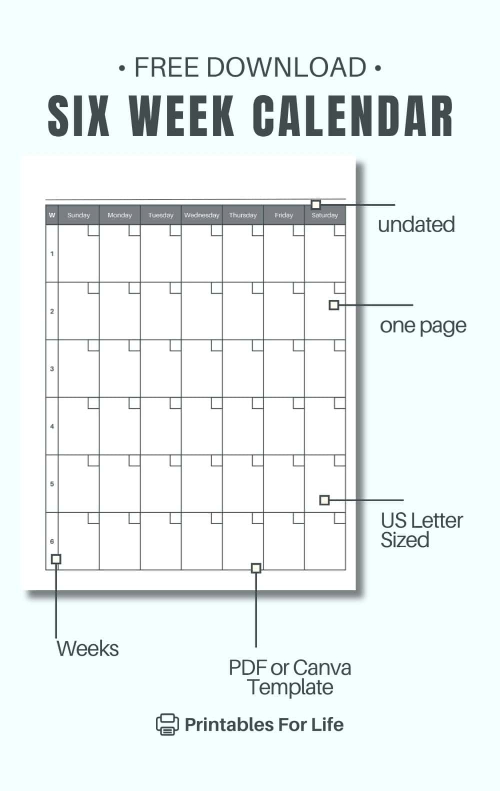 Six Month Printable Calendar