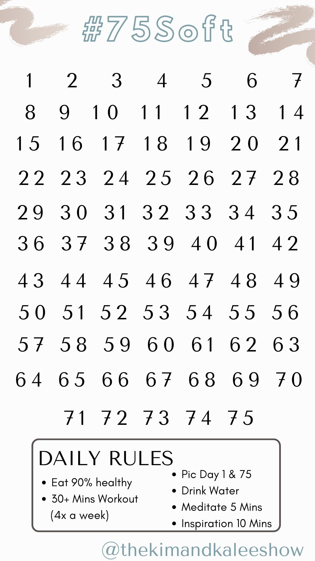 75 Hard Challenge Printable Calendar