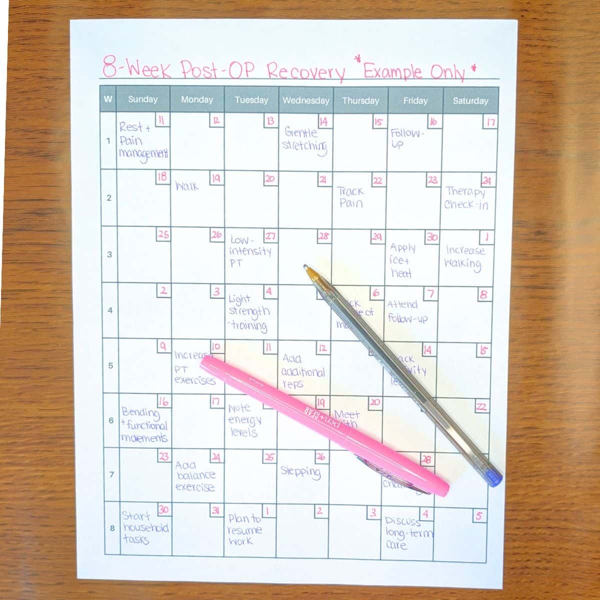Free 8 Week Calendar Printable