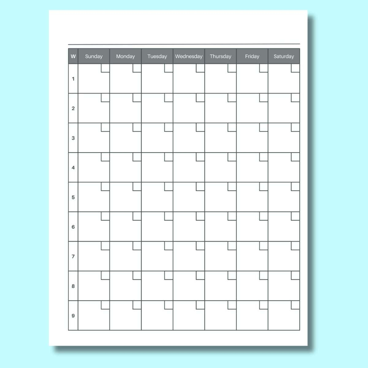 Printable Weekly Calendars 9x5