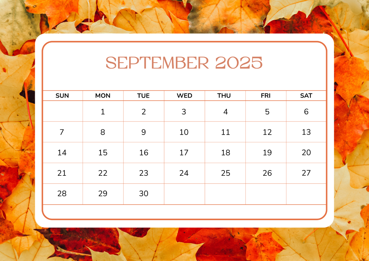 September Fall Calendar Free Printable 2025