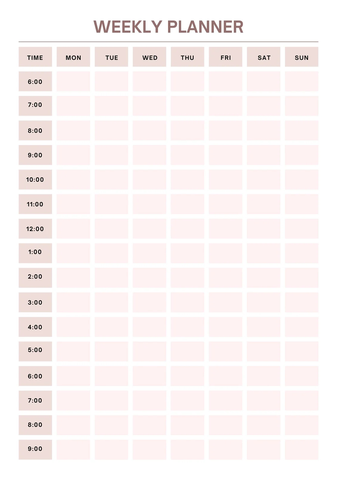 Free Printable Weekly Calendar With Hours