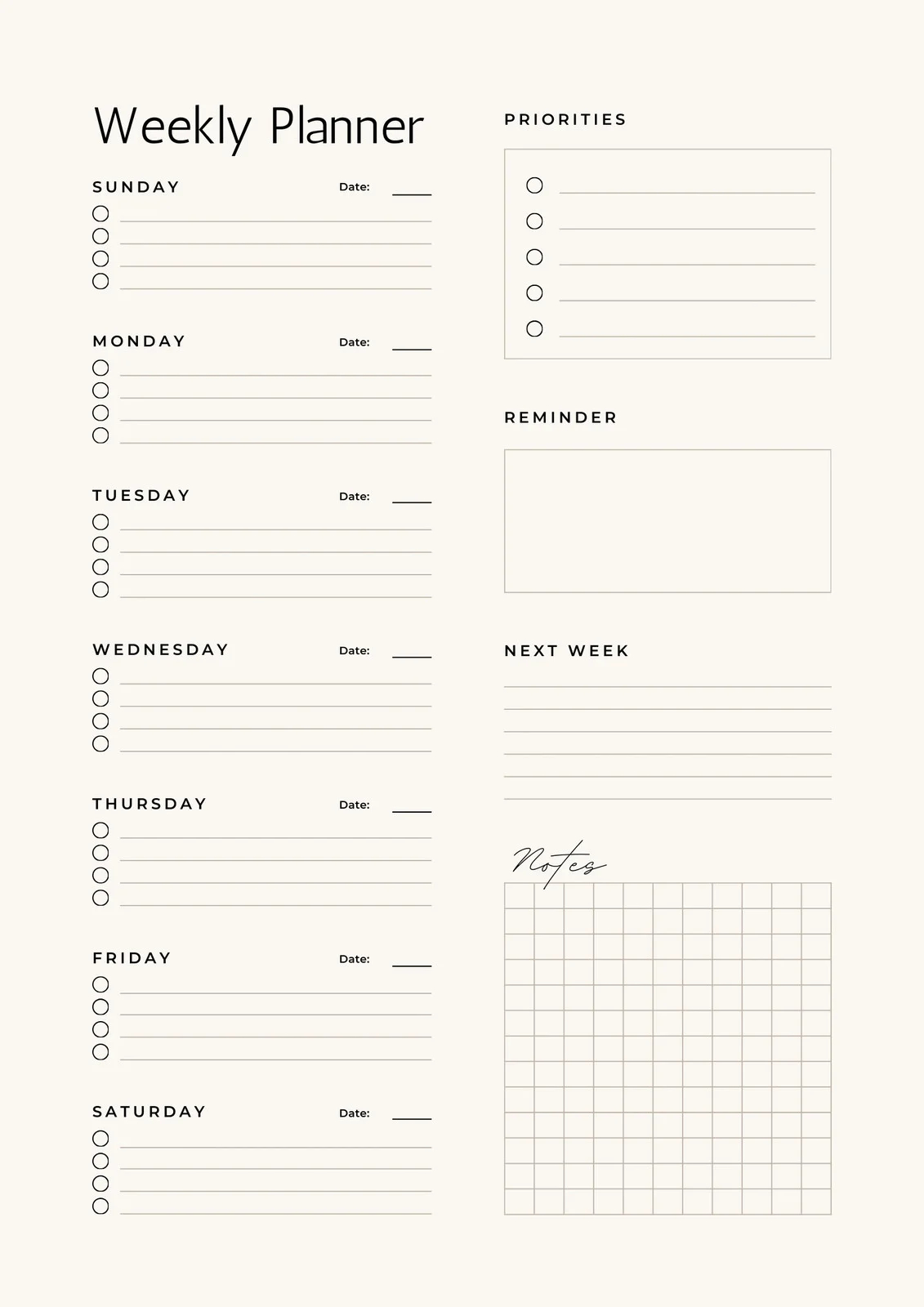 Free Printable Weekly School Calendar