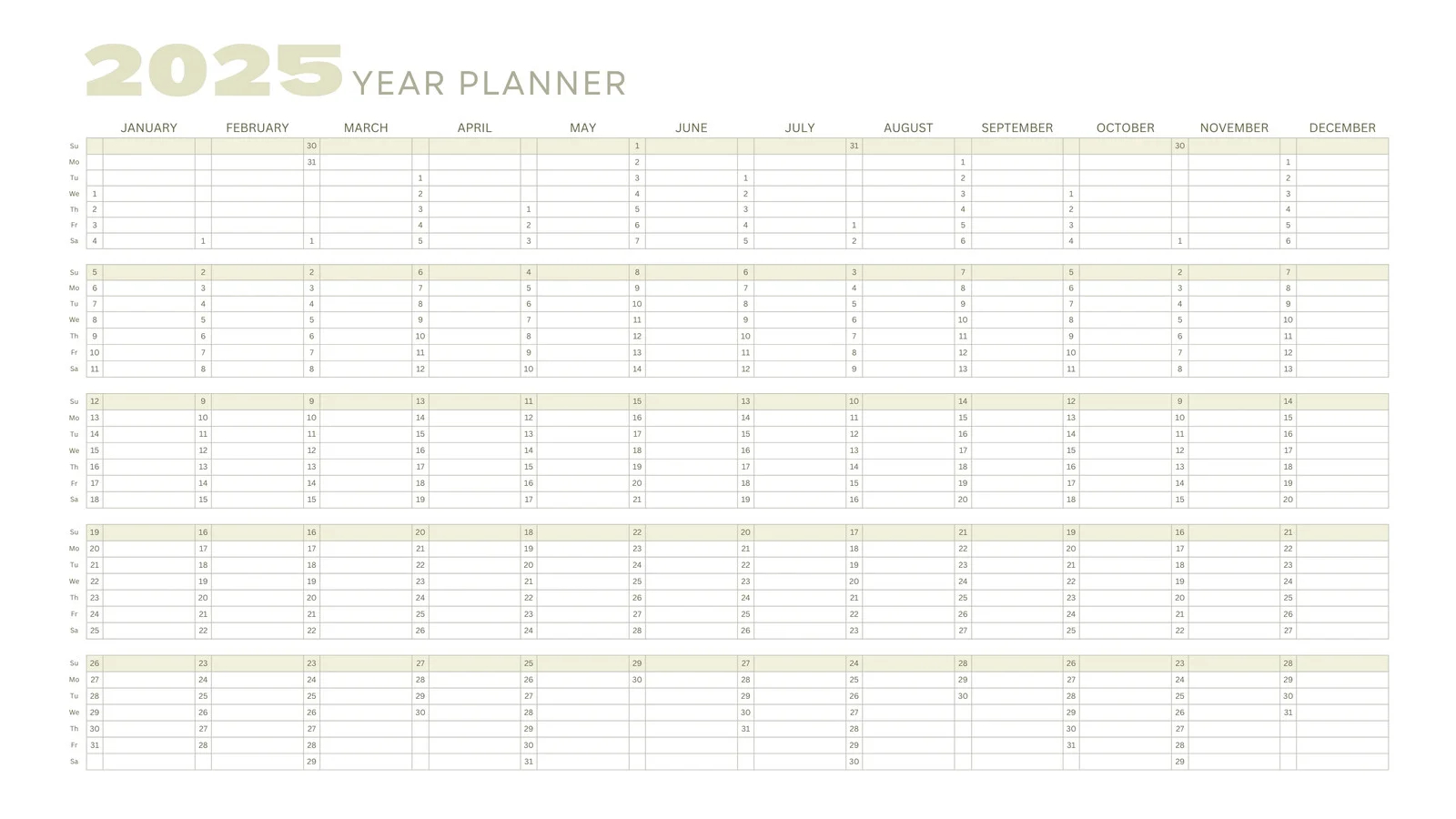 Free And Customizable Yearly Templates