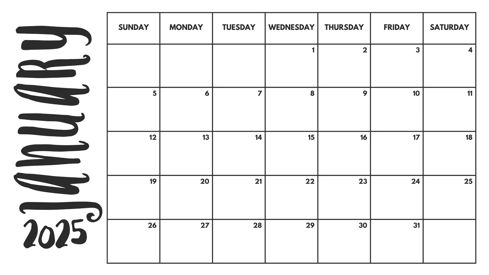 Free And Editable January 2025 Calendar Templates Canva