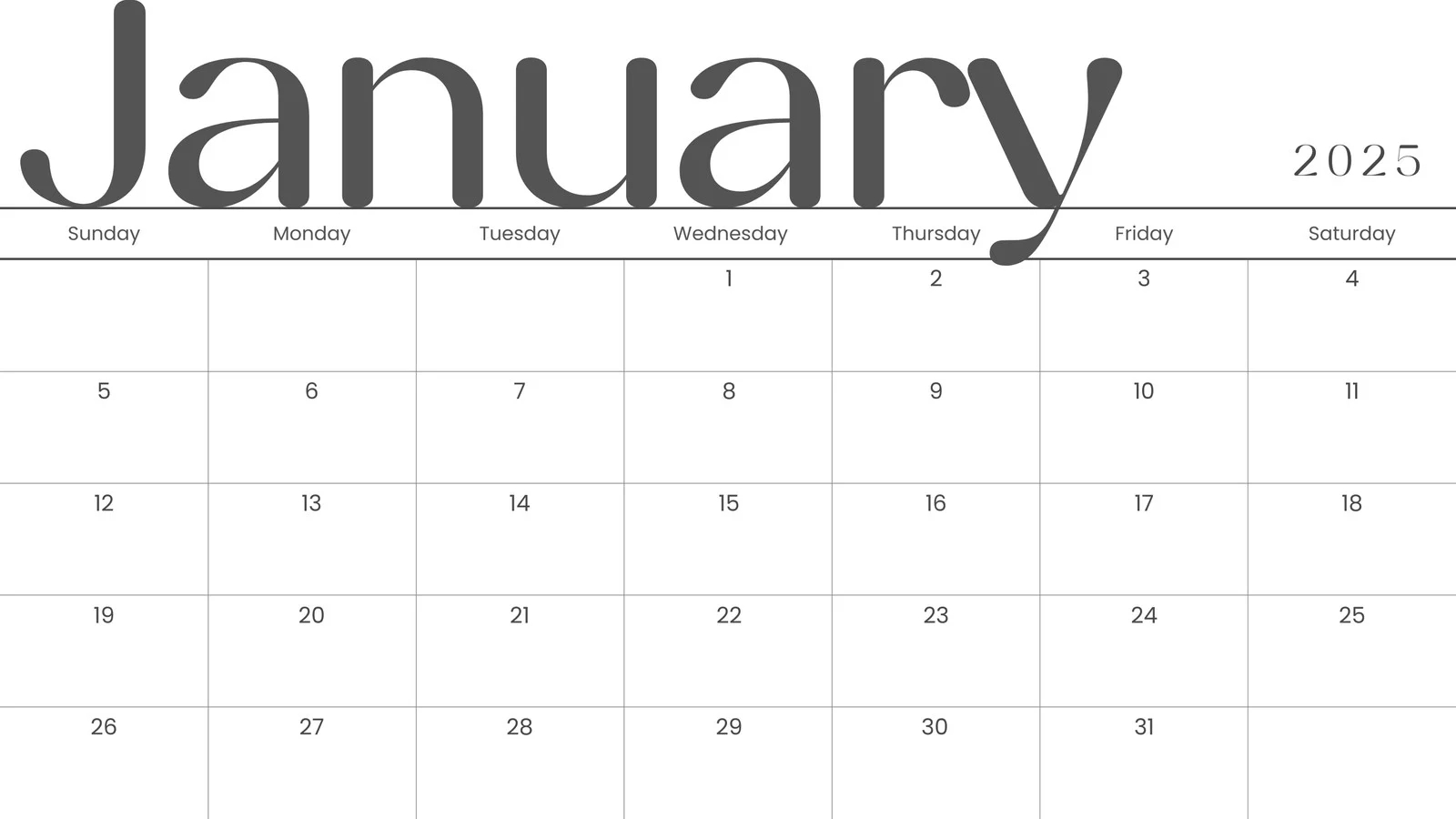 free and editable january 2025 calendar templates canva