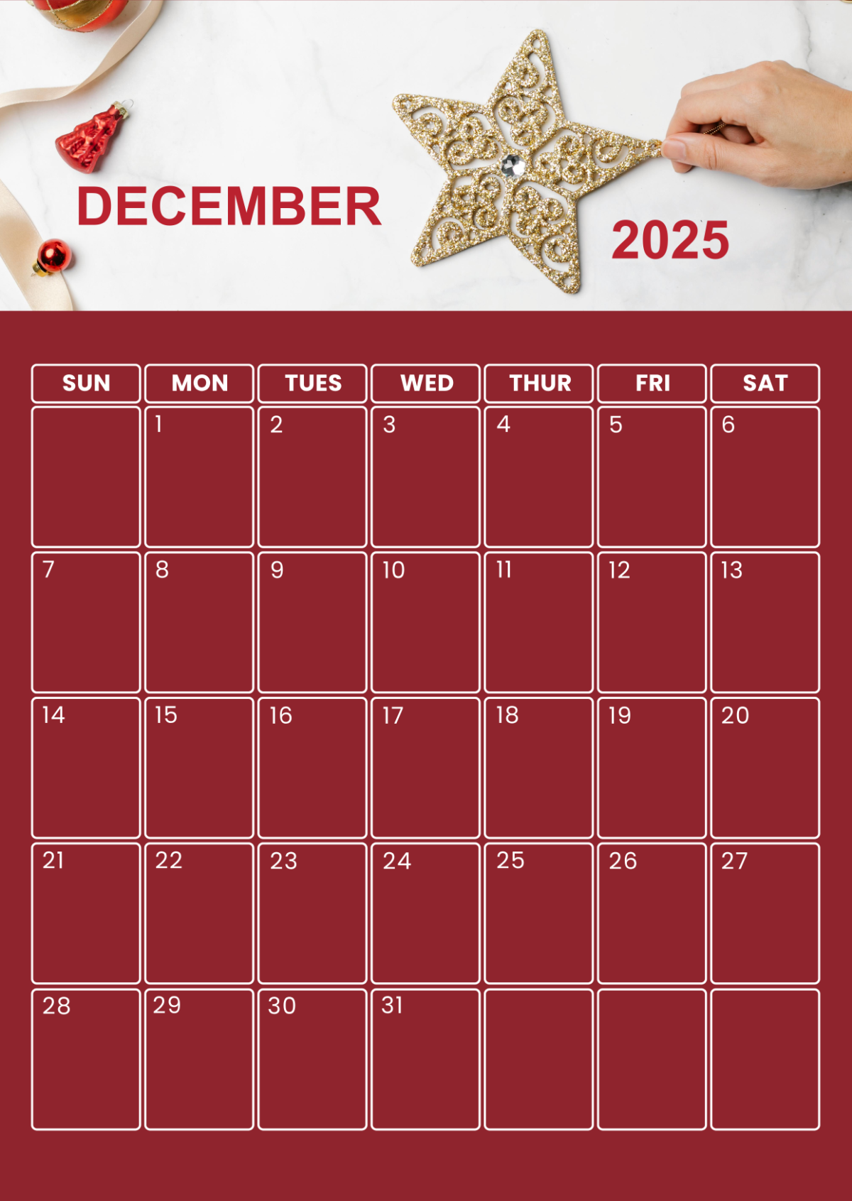 Free December 2025 Calendar Templates Editable And Printable