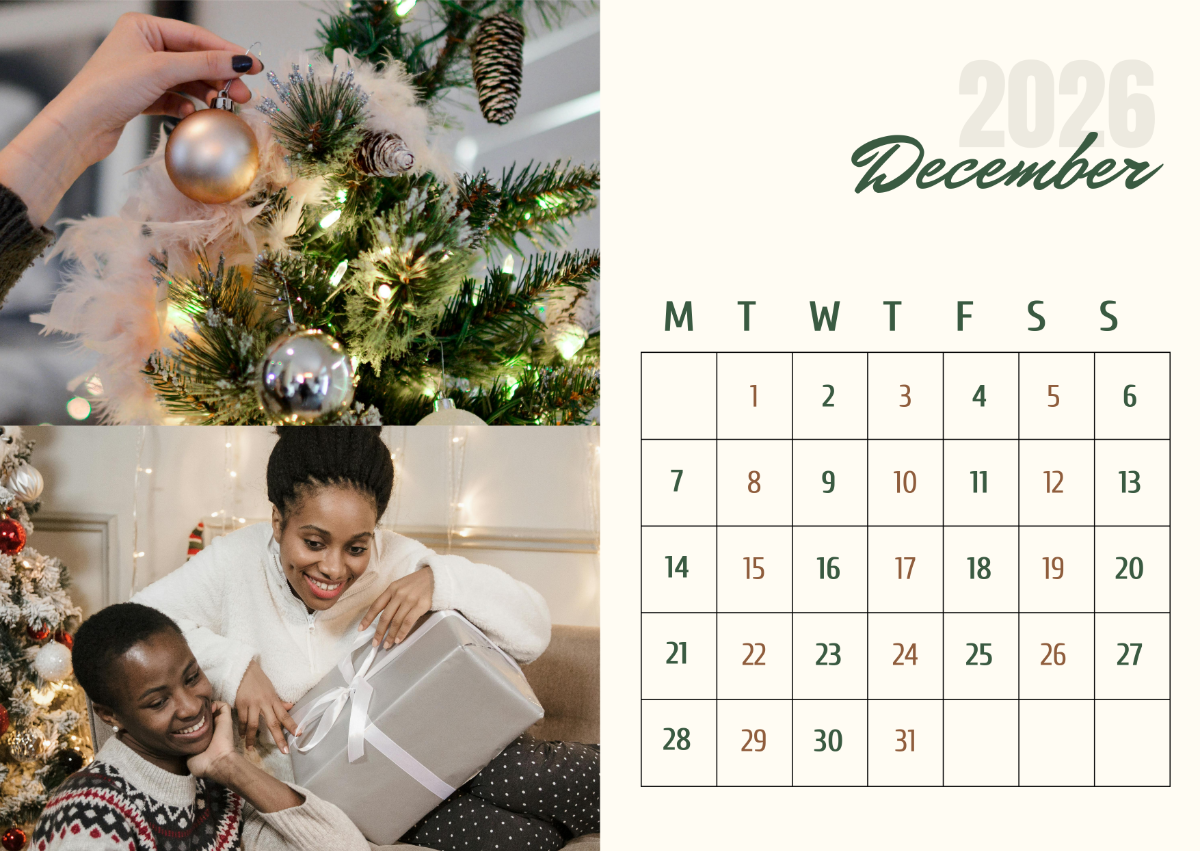 Free December 2026 Advent Calendar Template To Edit Online