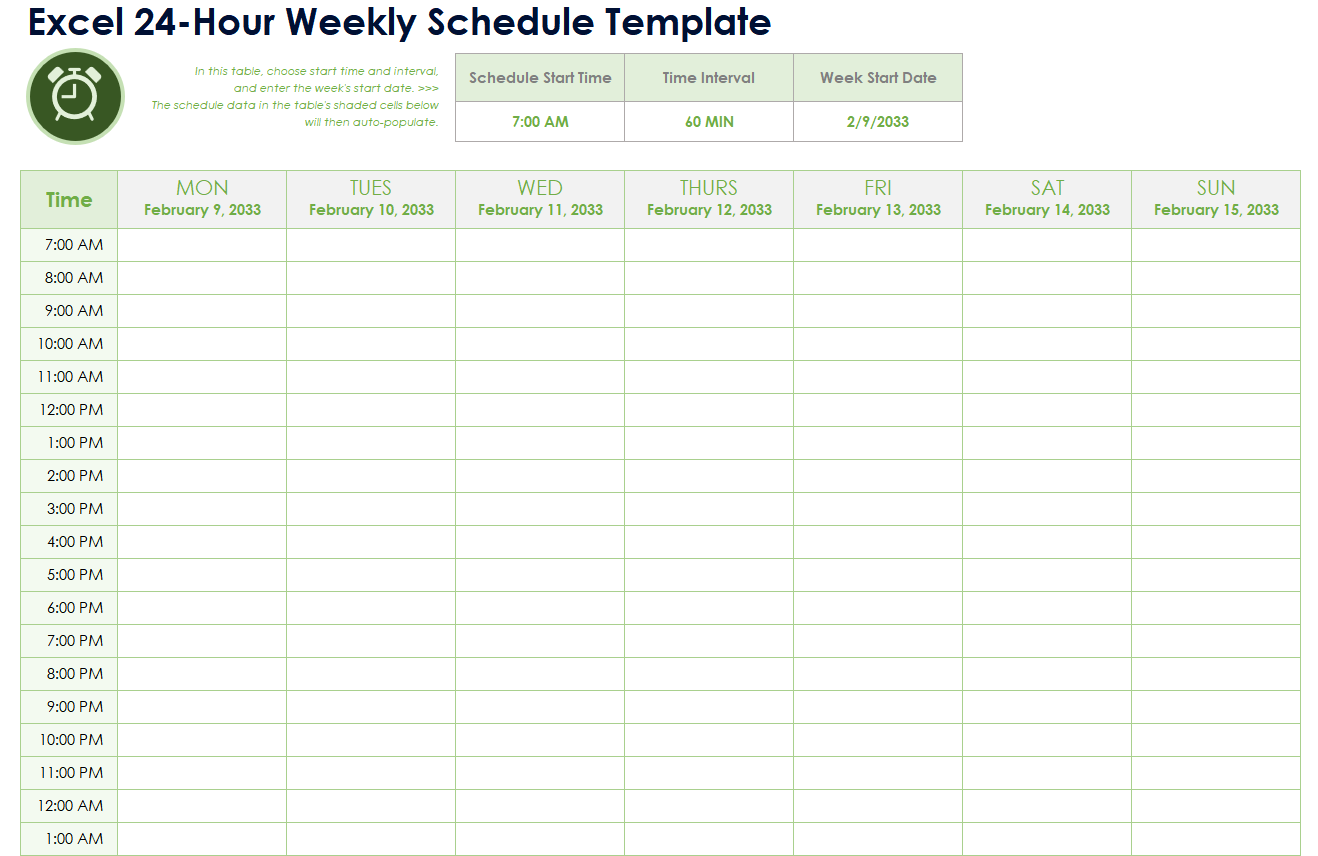 Printable Hour By Hour Calendar
