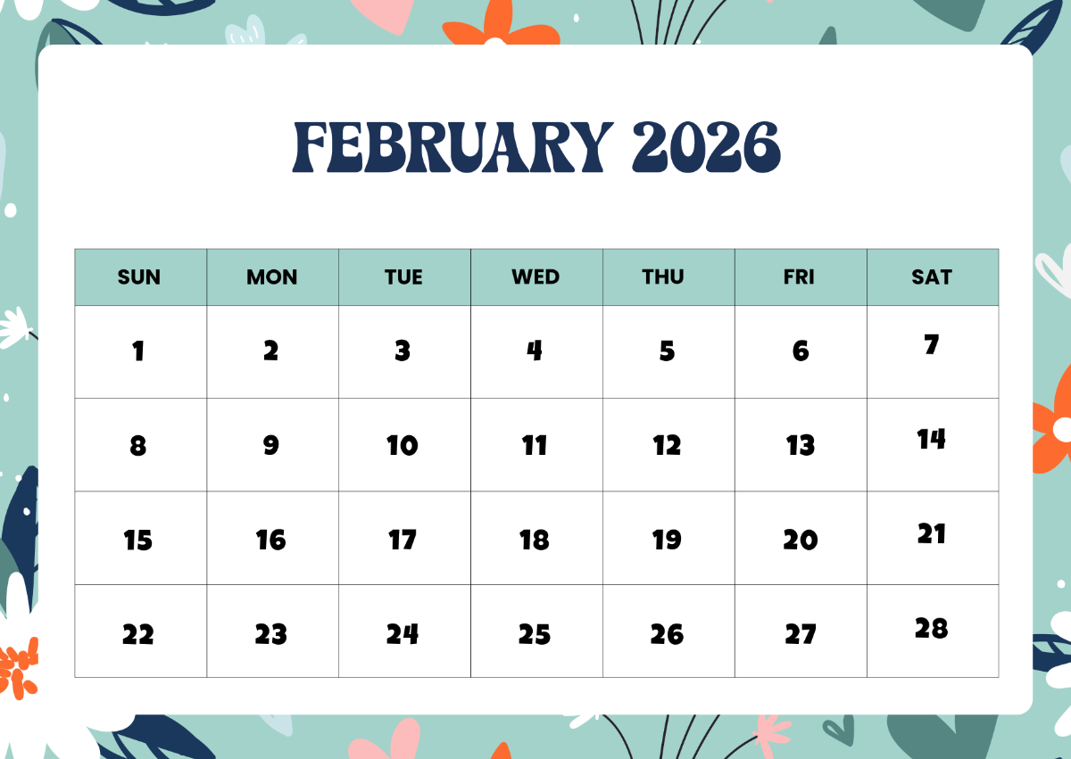Free February 2026 Calendar Printable