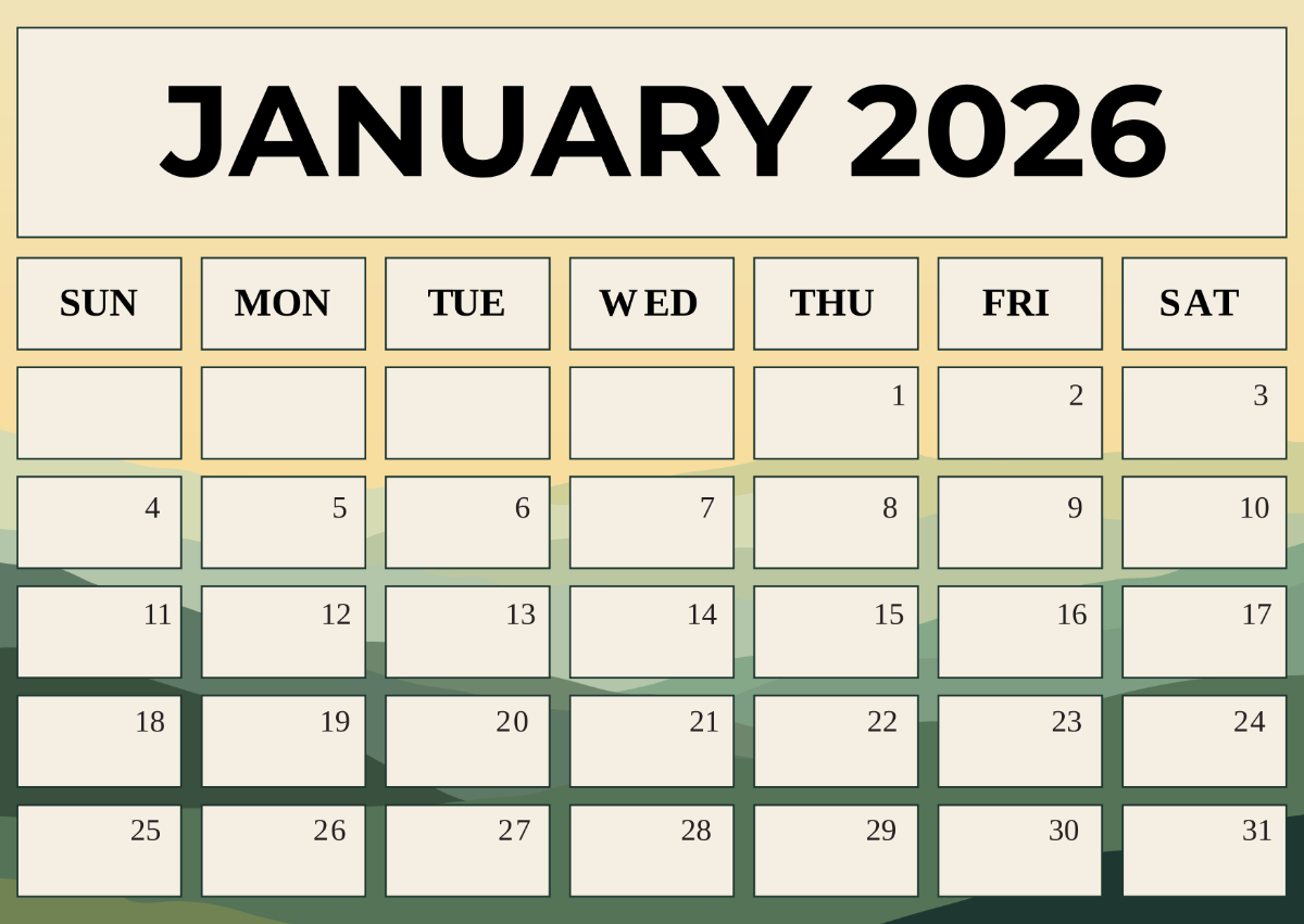 Free January 2026 Illustrated Calendar Template To Edit Online