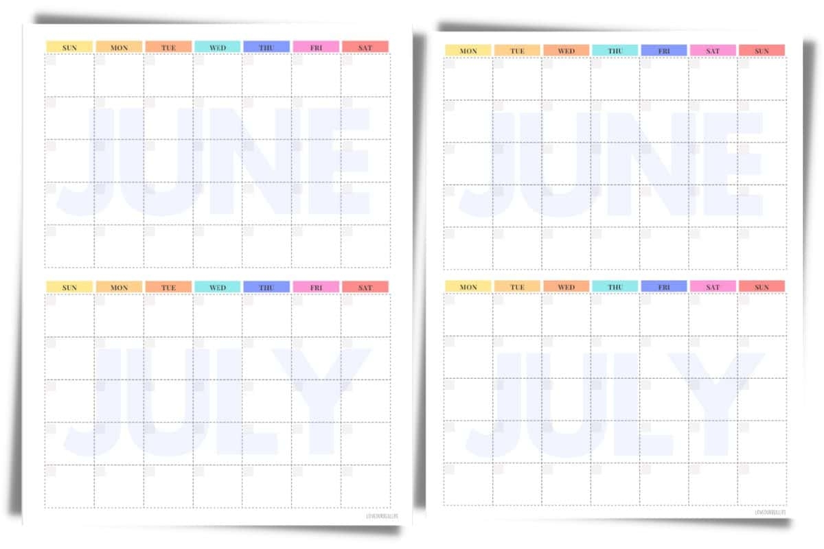 Free June And July Printable Calendar Blank Templates Love Our Real Life Free June And July Printable Calendar Blank Templates Love Our Real Life