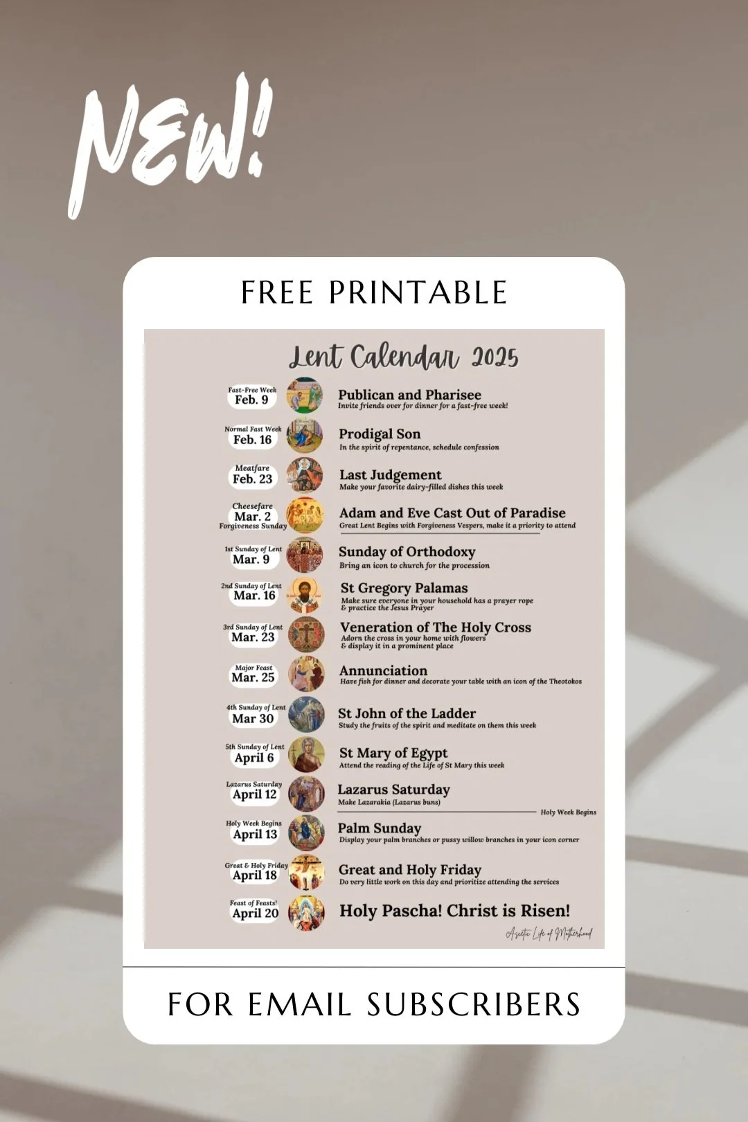 Free Printable Lent Calendar 2025