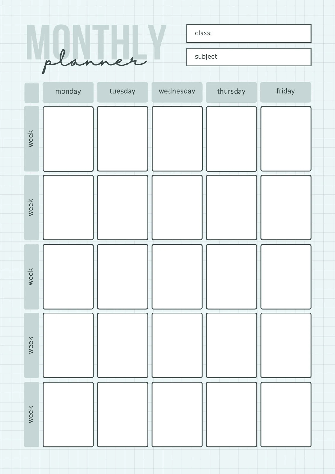 Free Personalized Monthly Planner Templates To Print Canva
