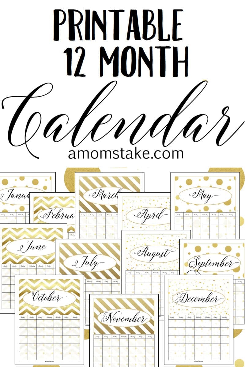 Free Printable 12 Month Calendar A Mom s Take