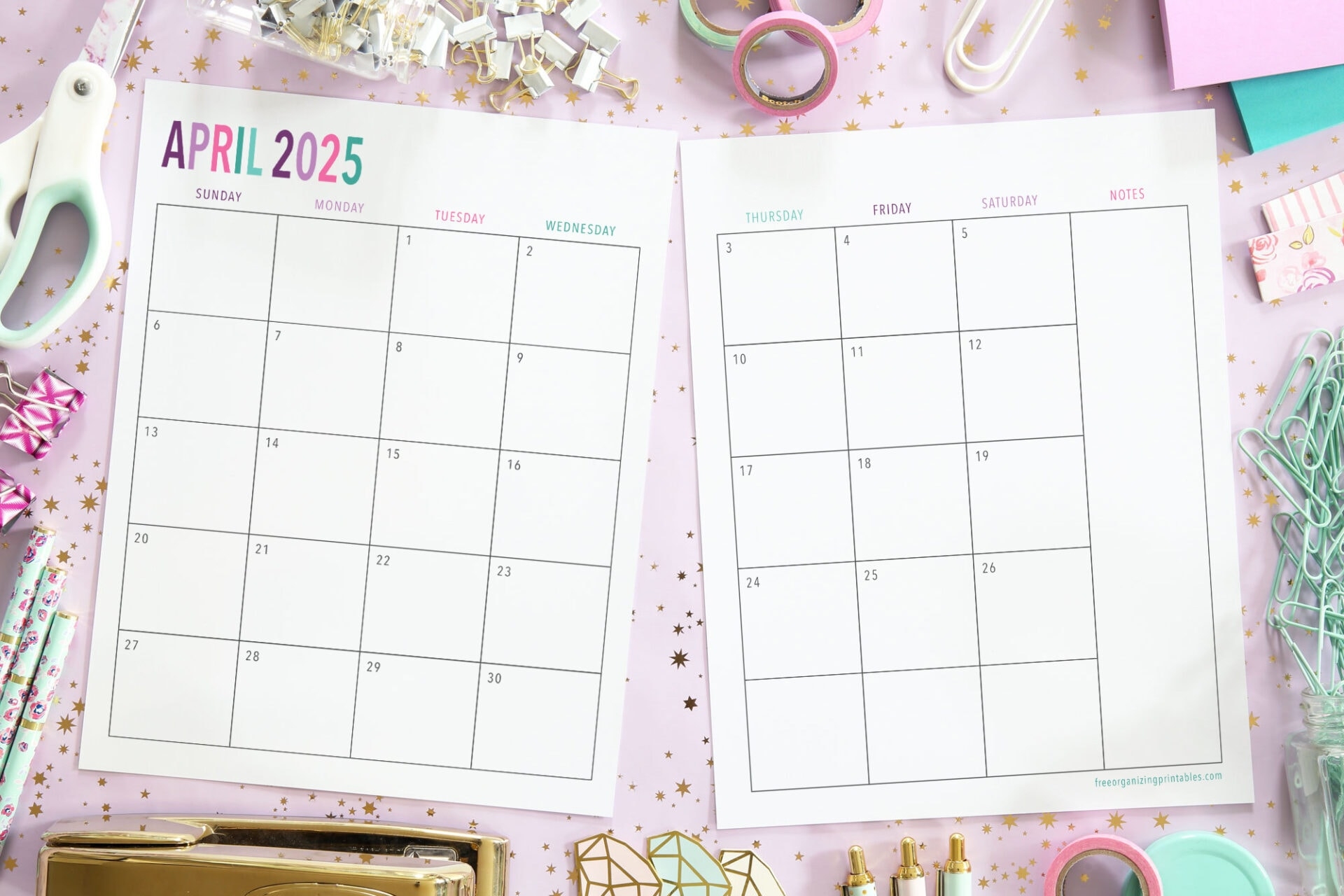 Free Online 2025 Printable Decorative Monthly Calendars