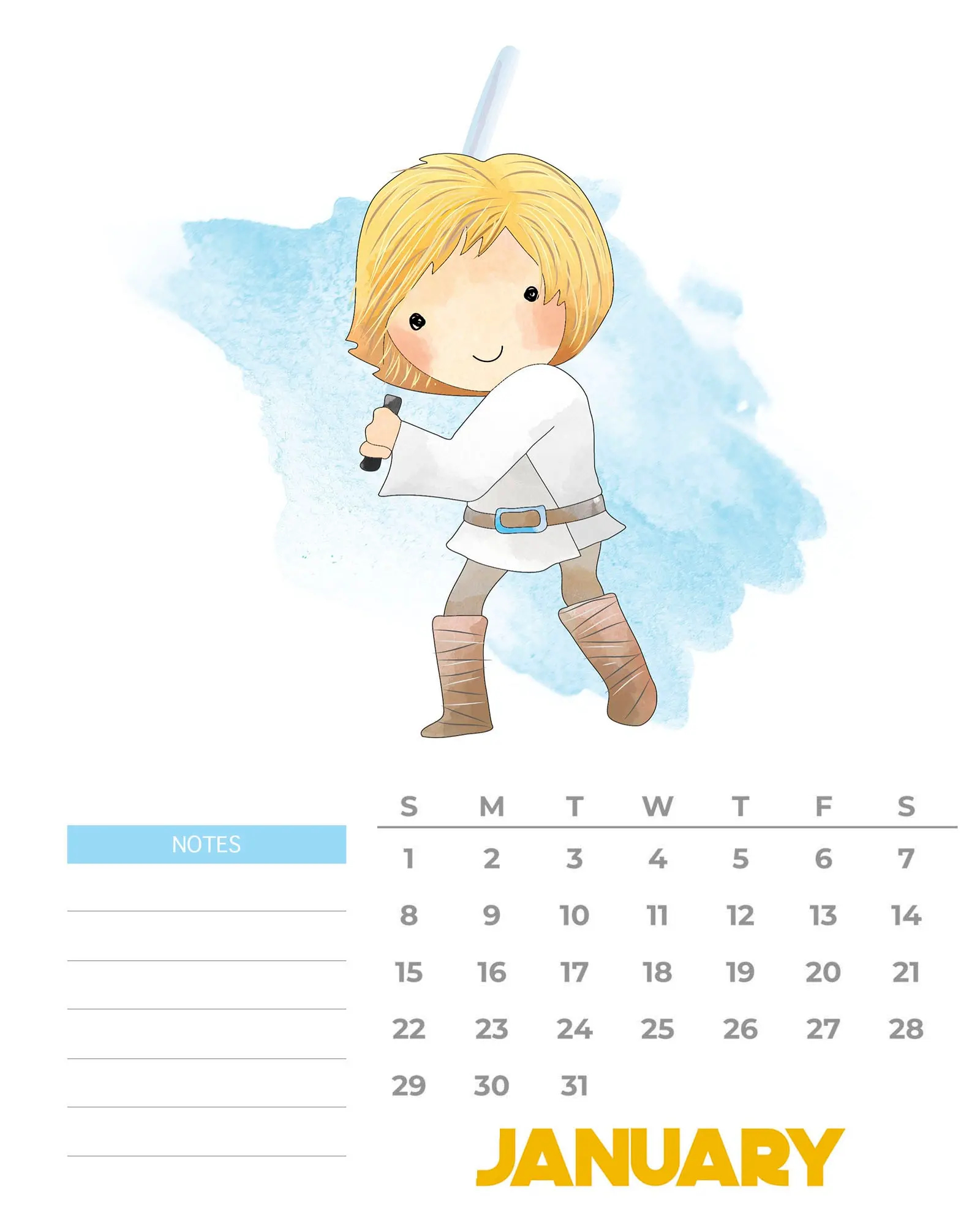 Star Wars Printable Calendar Star Wars Printable Calendar