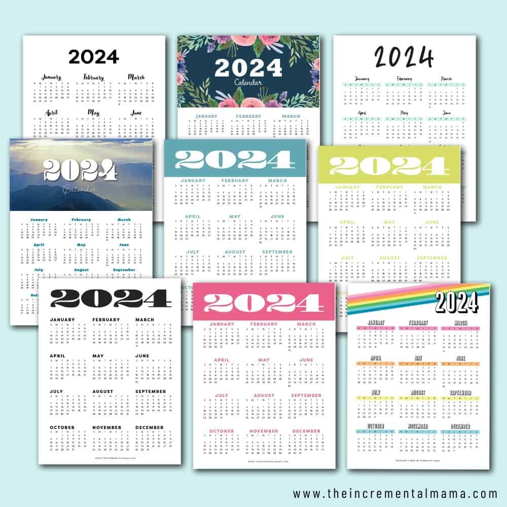 Free Printable 2024 One Page Yearly Calendars 9 Templates 