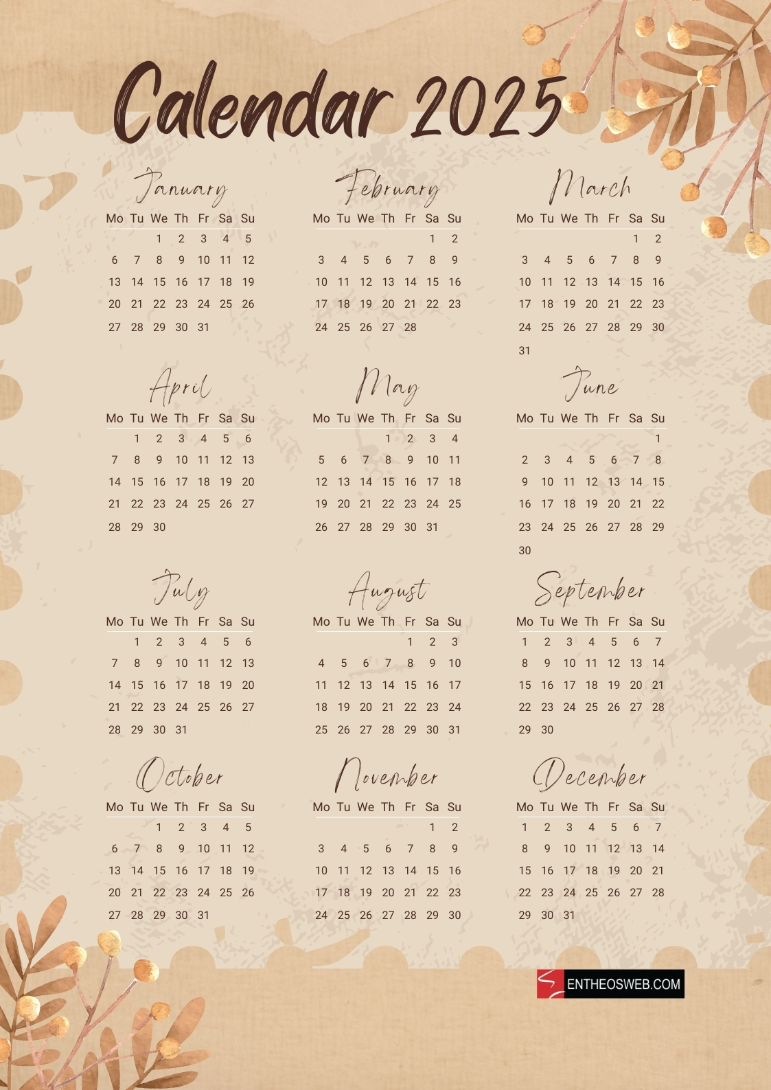 2025 Desk Calendar One Page Printable 2025 Desk Calendar One Page Printable