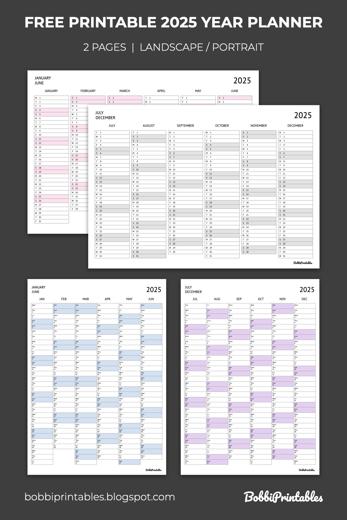 free printable 2025 year planner 2 pages