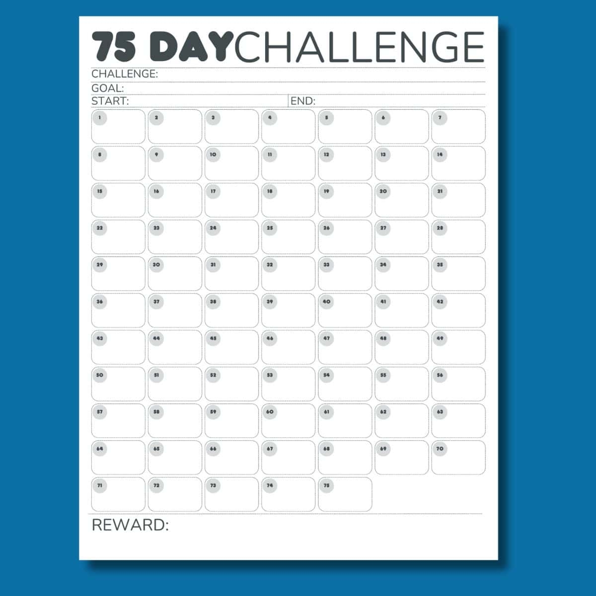 Free Printable 75 Day Challenge Calendar For 75 Hard 75 Medium 75 Soft