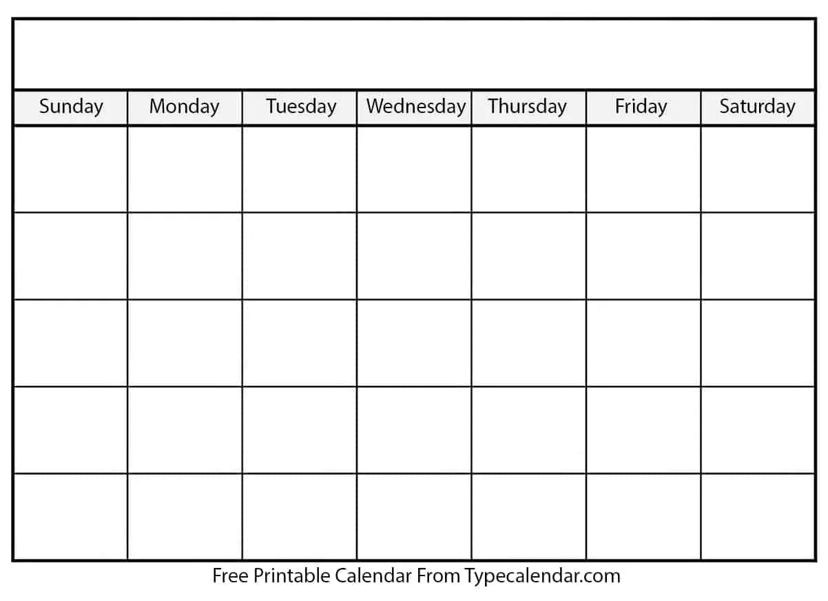 Free Printable Blank Calendar Free Printable Blank Calendar