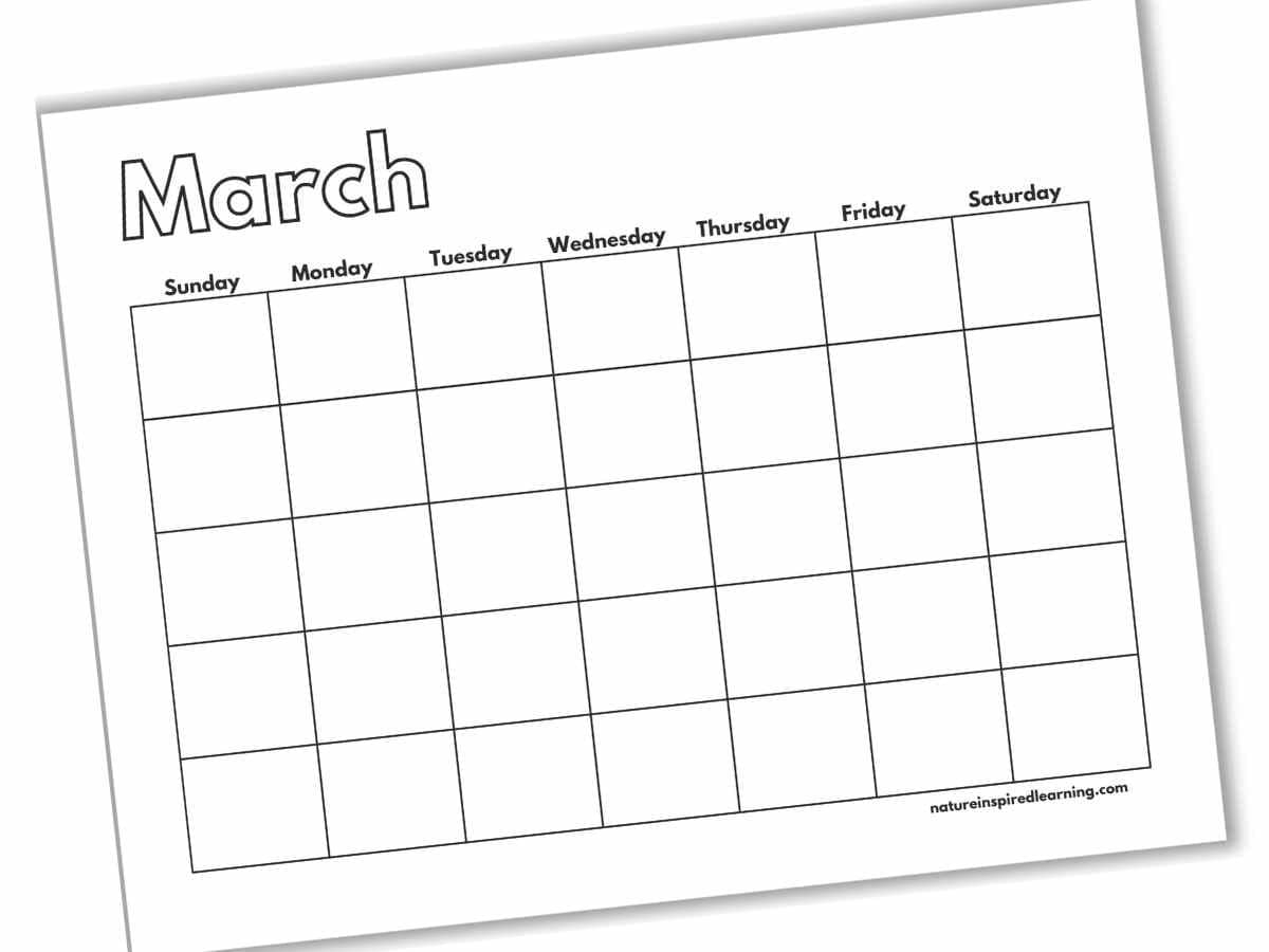 Free Printable Blank Calendars Nature Inspired Learning