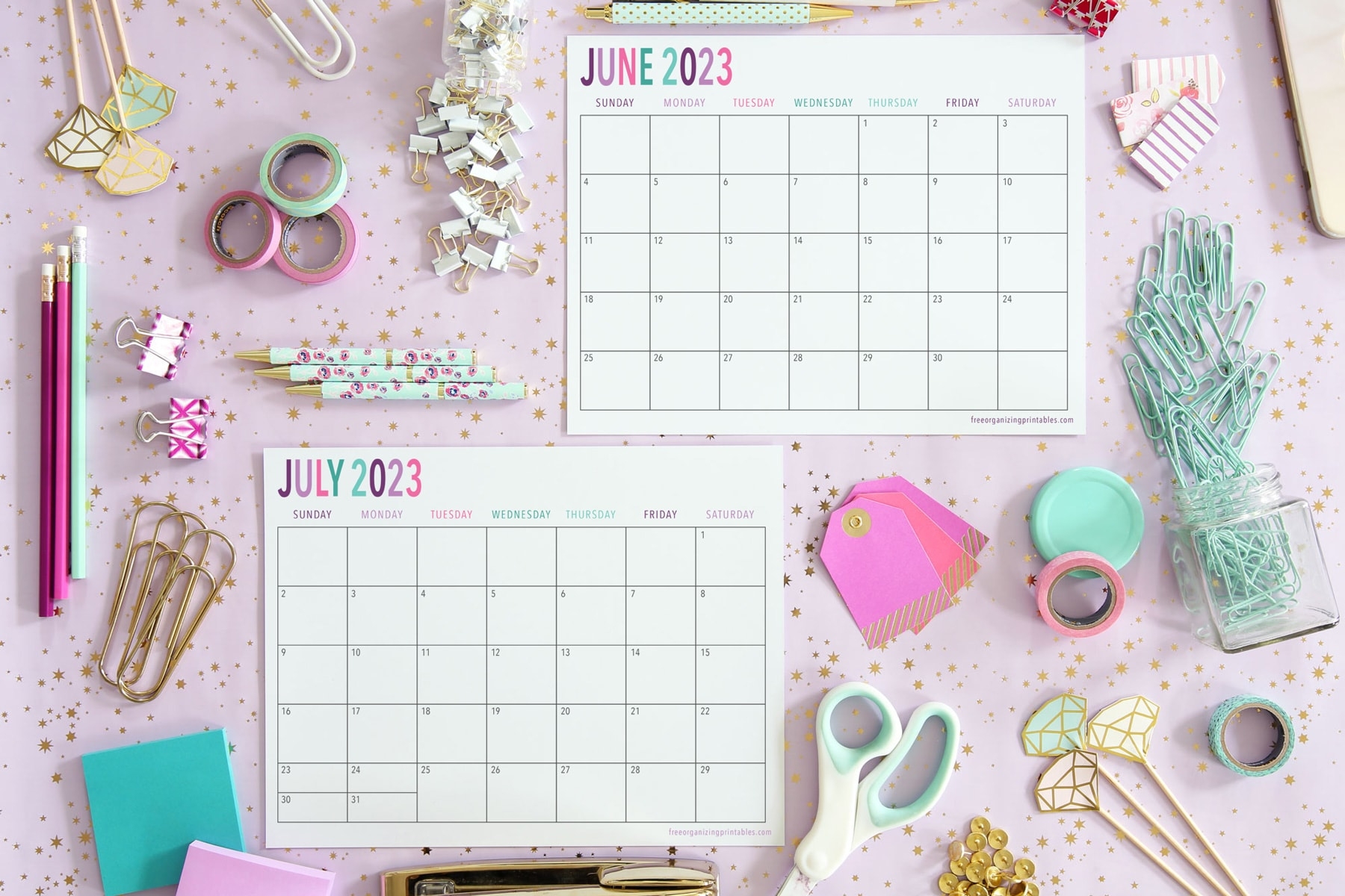 Colorful Free Printable Calendar