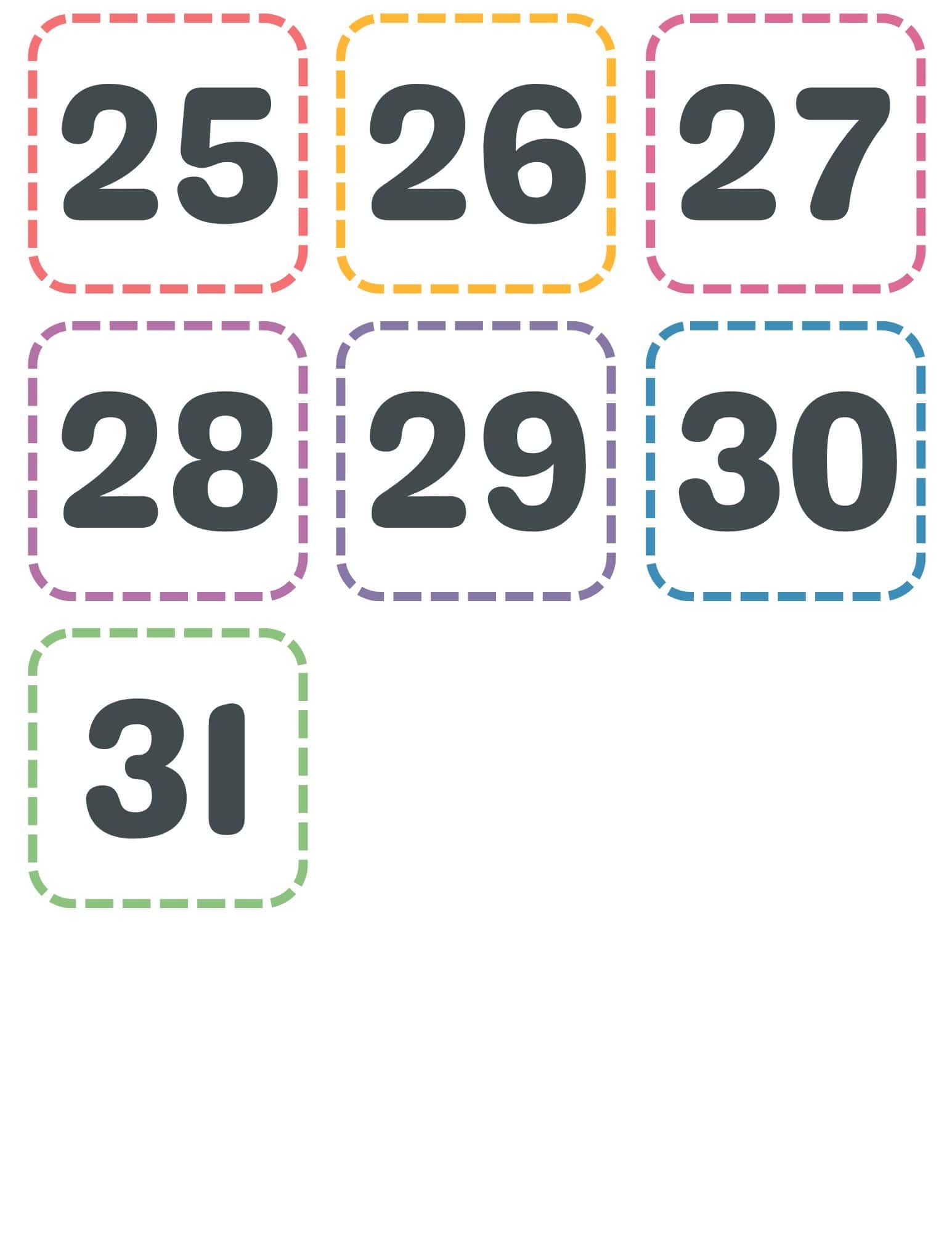 FREE Printable Calendar Numbers 1 31 FREE Printable Calendar Numbers 1 31