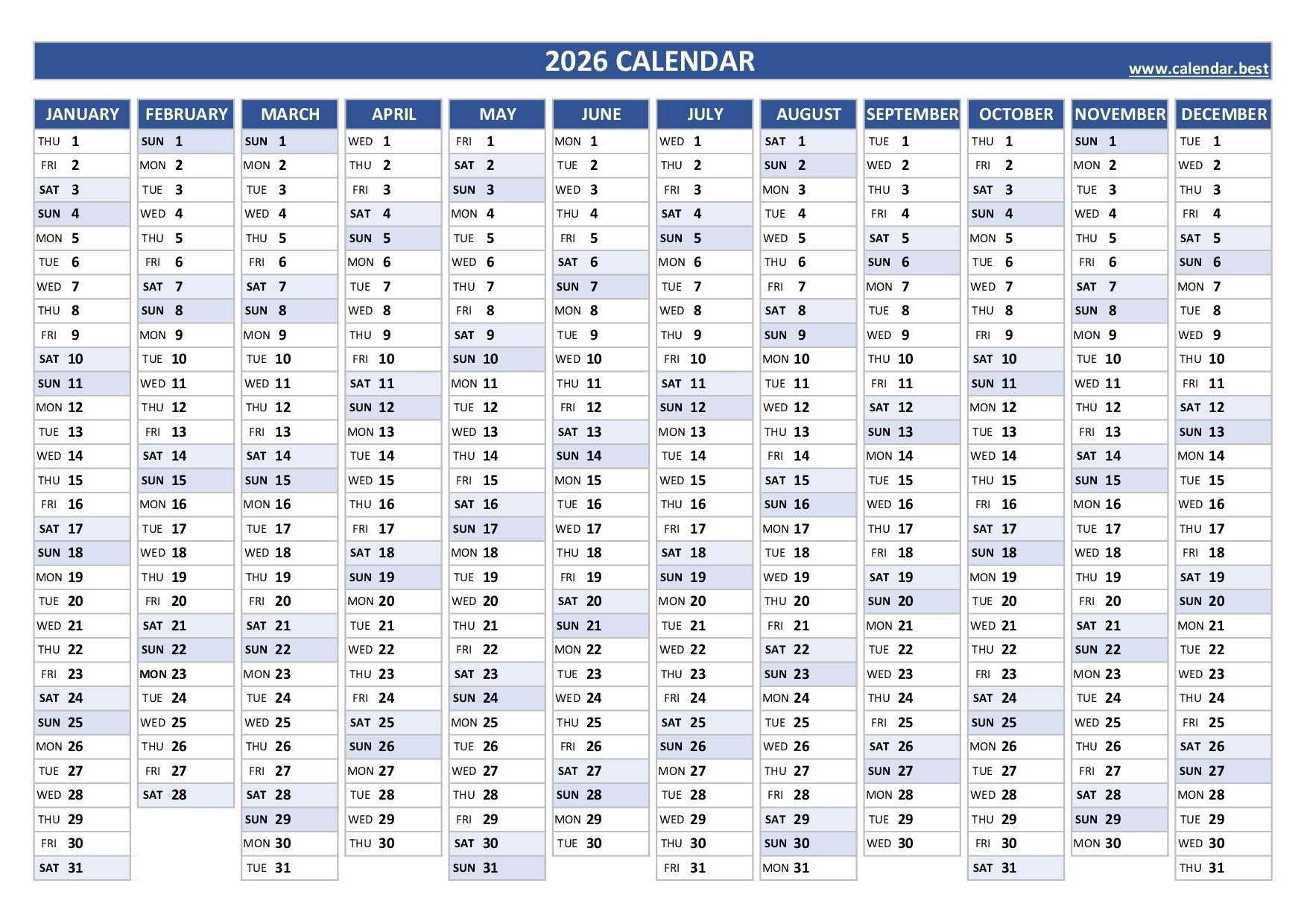 Free Printable 5 Year Calendar
