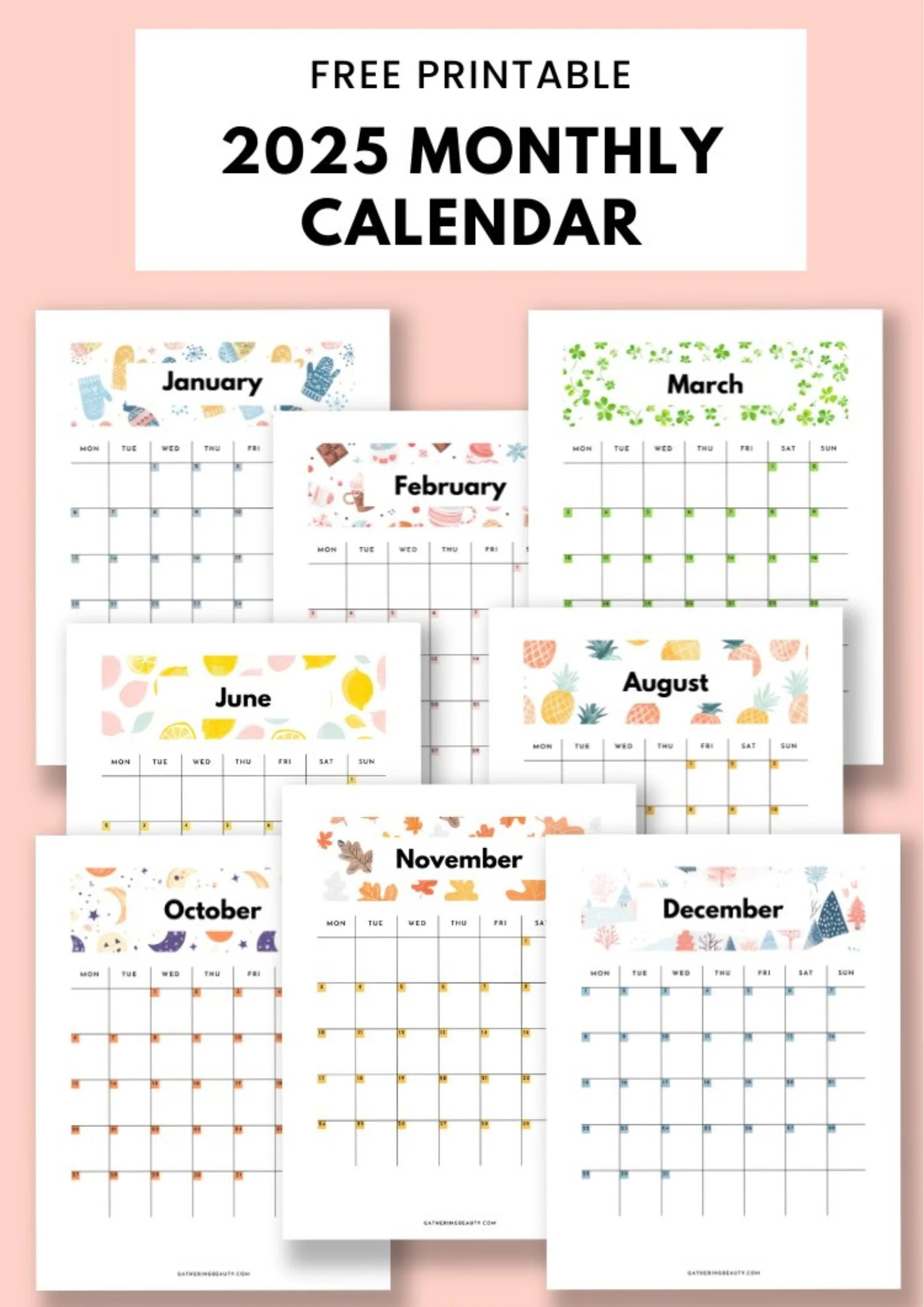 Free Printable Calendars 2025 Gathering Beauty