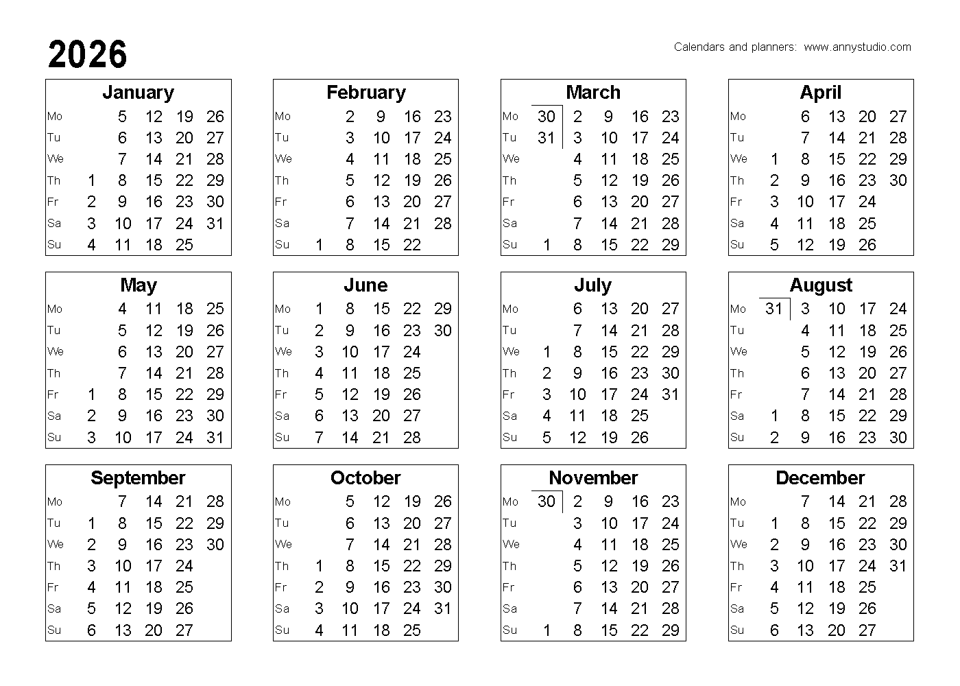 Free Printable Calendars And Planners 2025 2026 And 2027