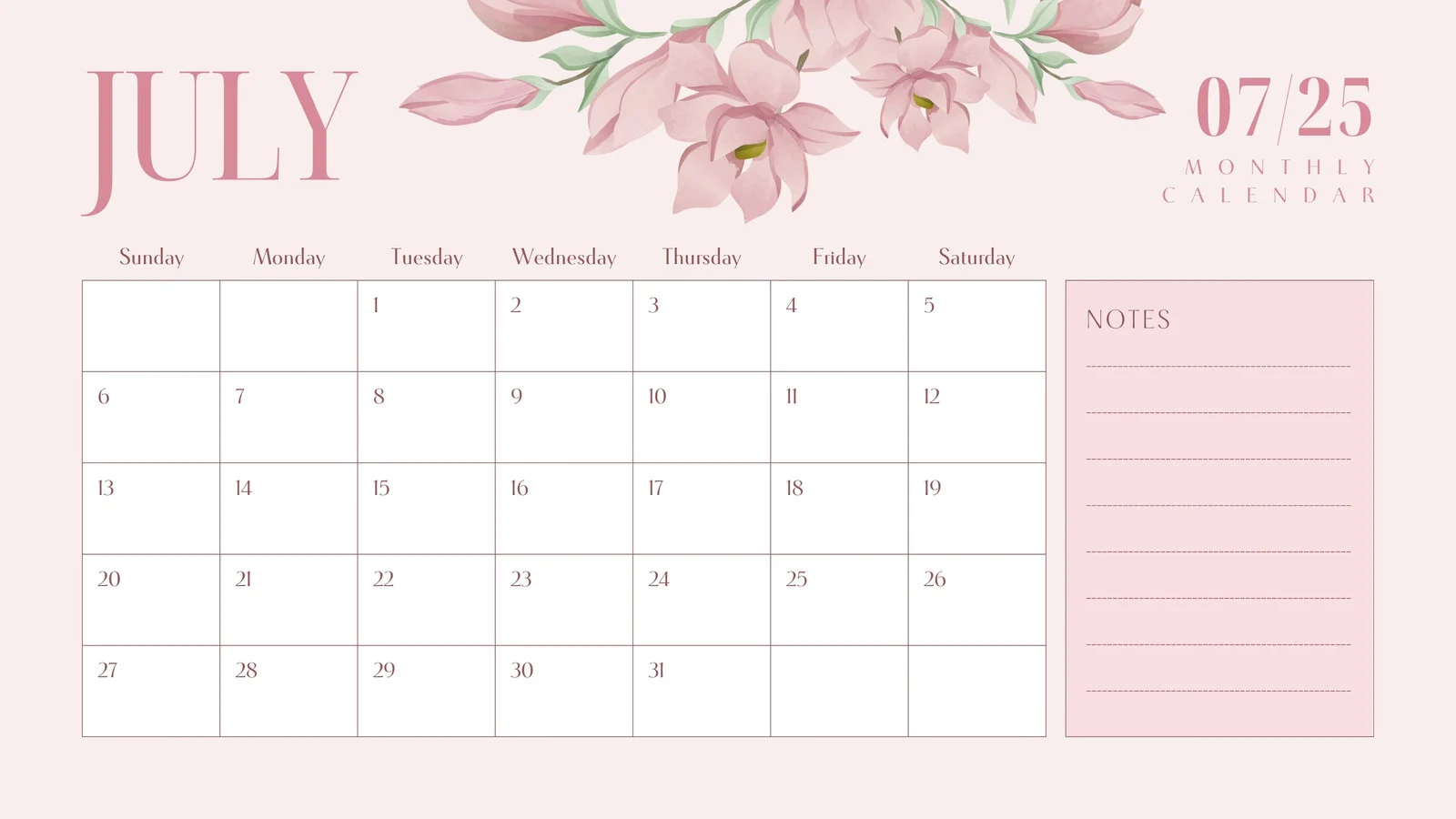Free Printable Custom July 2025 Calendar Templates Canva Free Printable Custom July 2025 Calendar Templates Canva