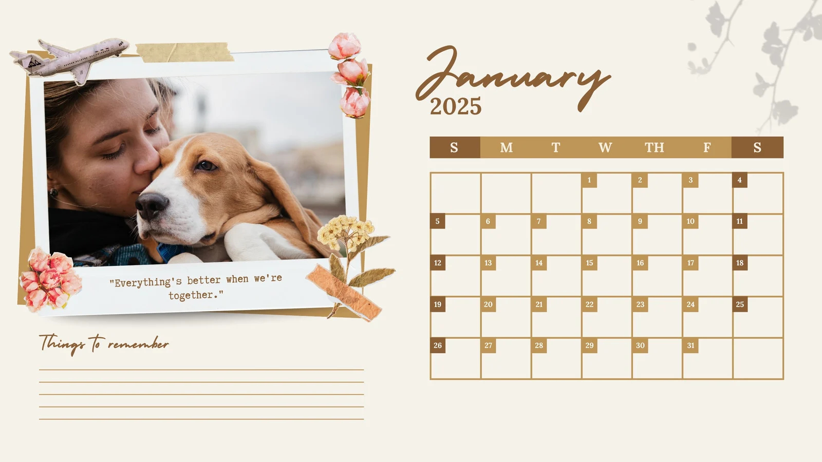 One Page Calendar Photo Frame 2025 Printable
