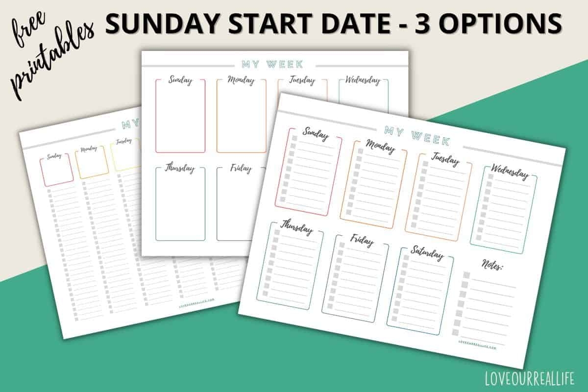 Printable Days Of The Week Calendar