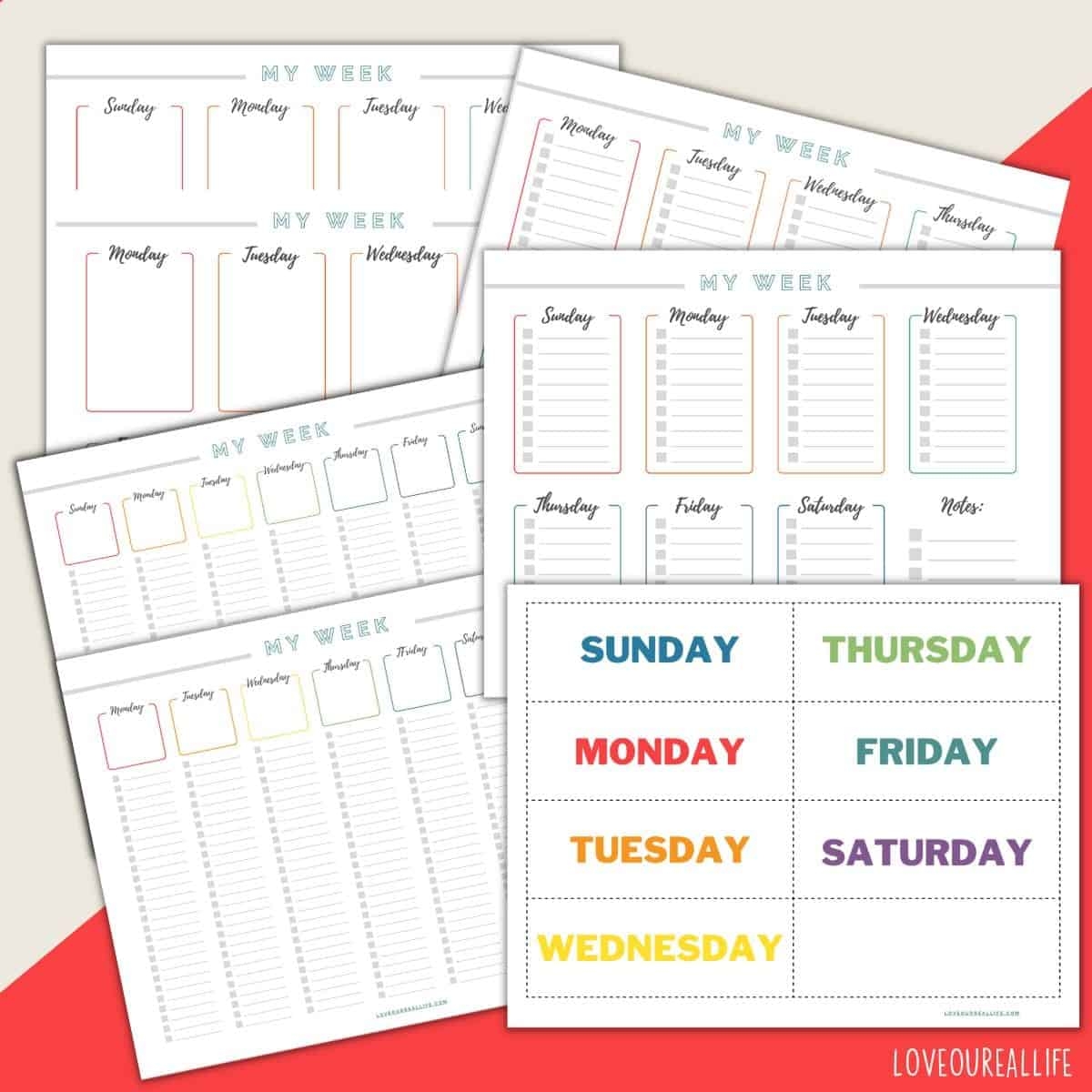 FREE Printable Days Of The Week Calendar Home Or Classroom Love Our Real Life