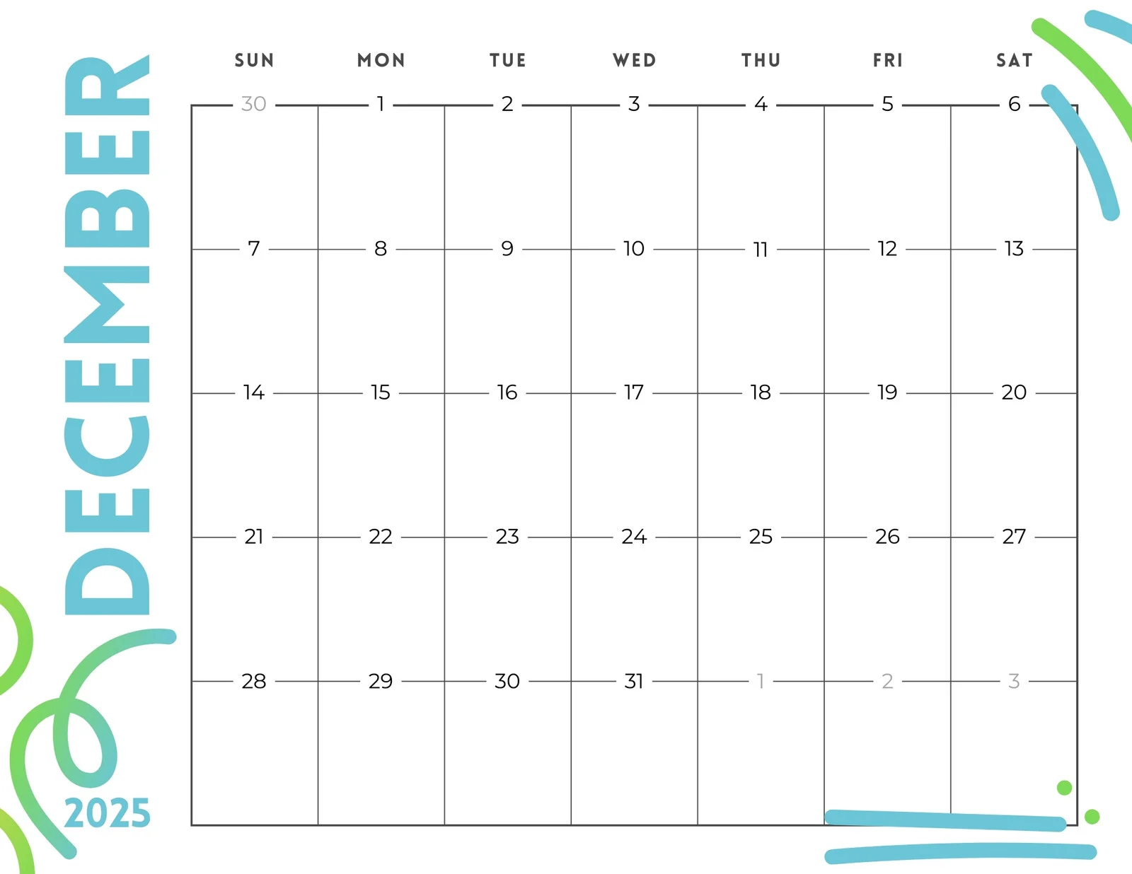 Free Printable December 2025 Calendar Templates Canva Free Printable December 2025 Calendar Templates Canva