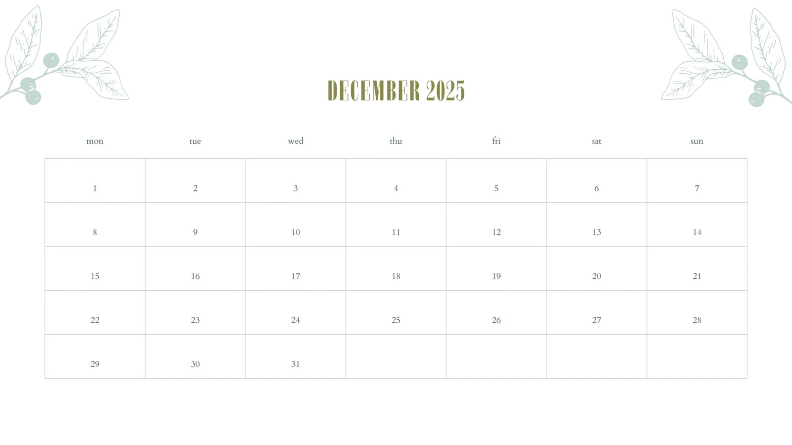 Free Printable December 2025 Calendar Templates Canva Free Printable December 2025 Calendar Templates Canva