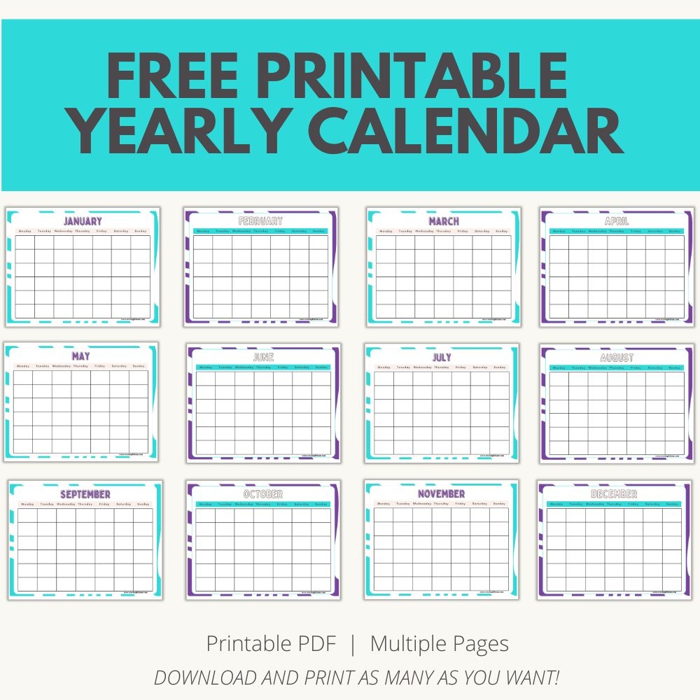 Free Printable Monthly Calendar Sew Simple Home
