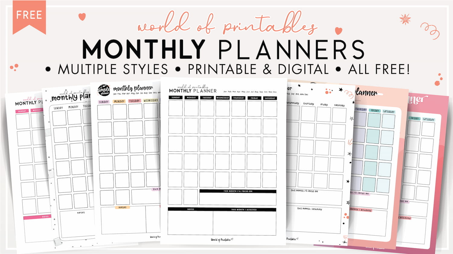 Monthly Calendar Printables